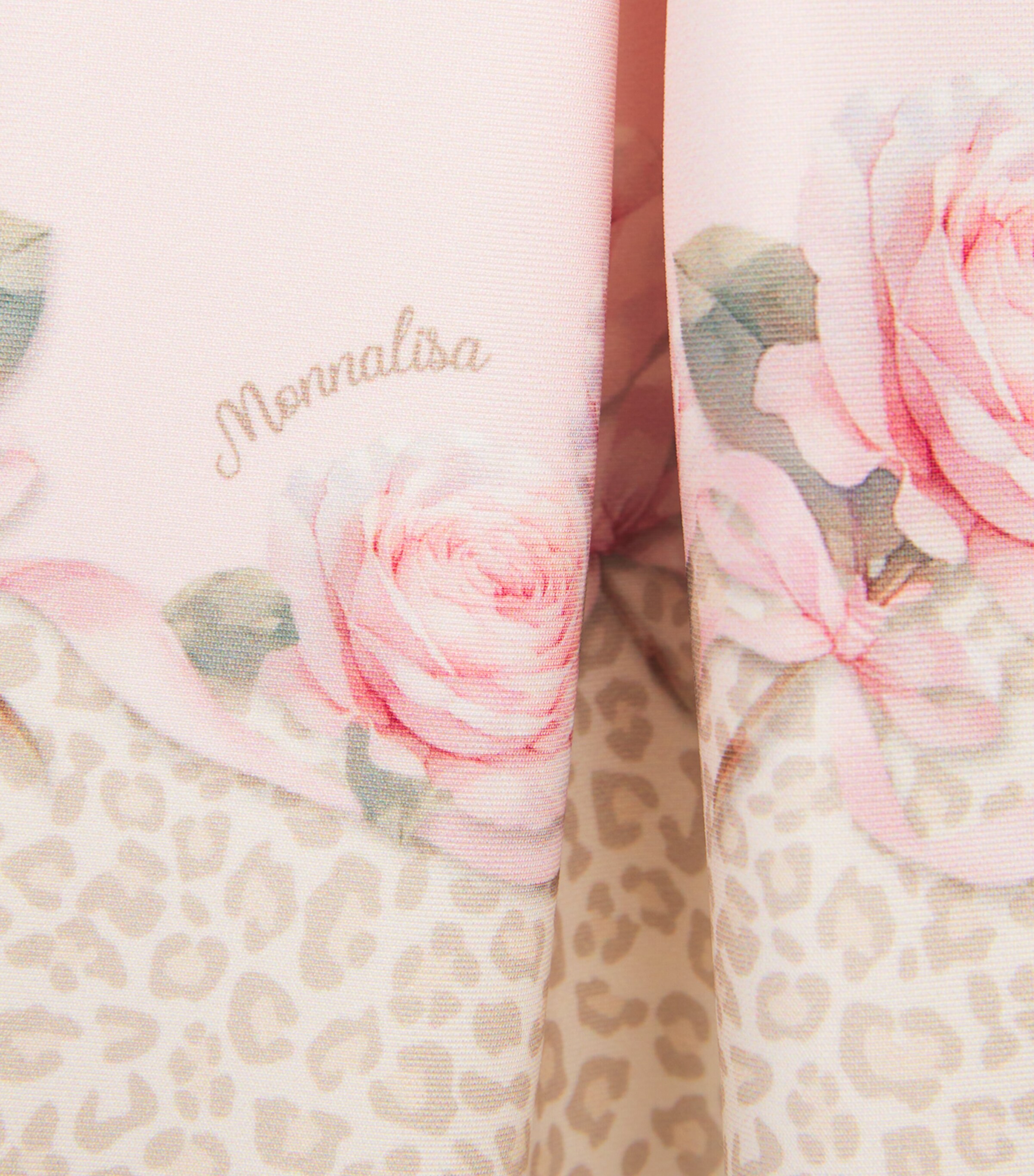 Monnalisa Floral and Leopard Print Pleated Skirt (12 Months-6 Years) Maculato Image 3