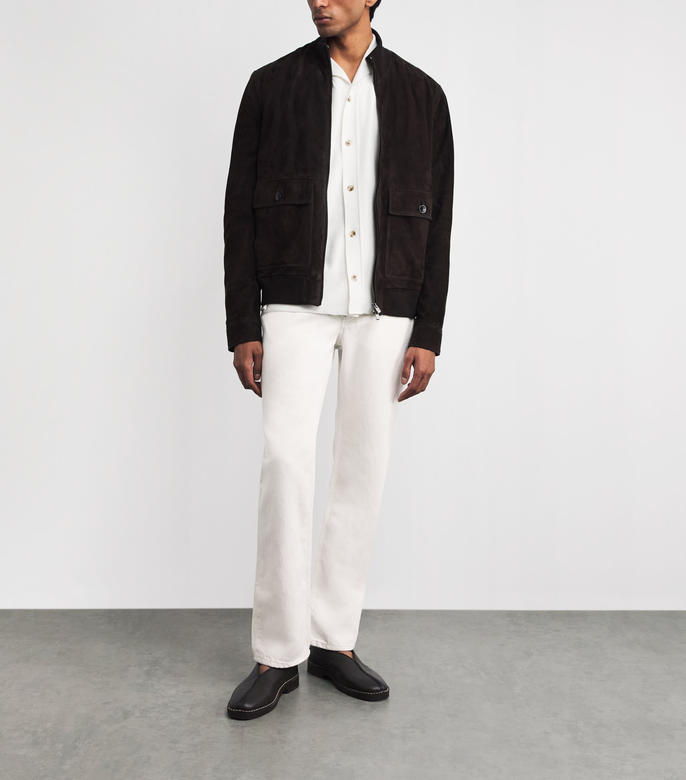 Agnona Mens Cotton-Linen Straight Jeans White Image 2