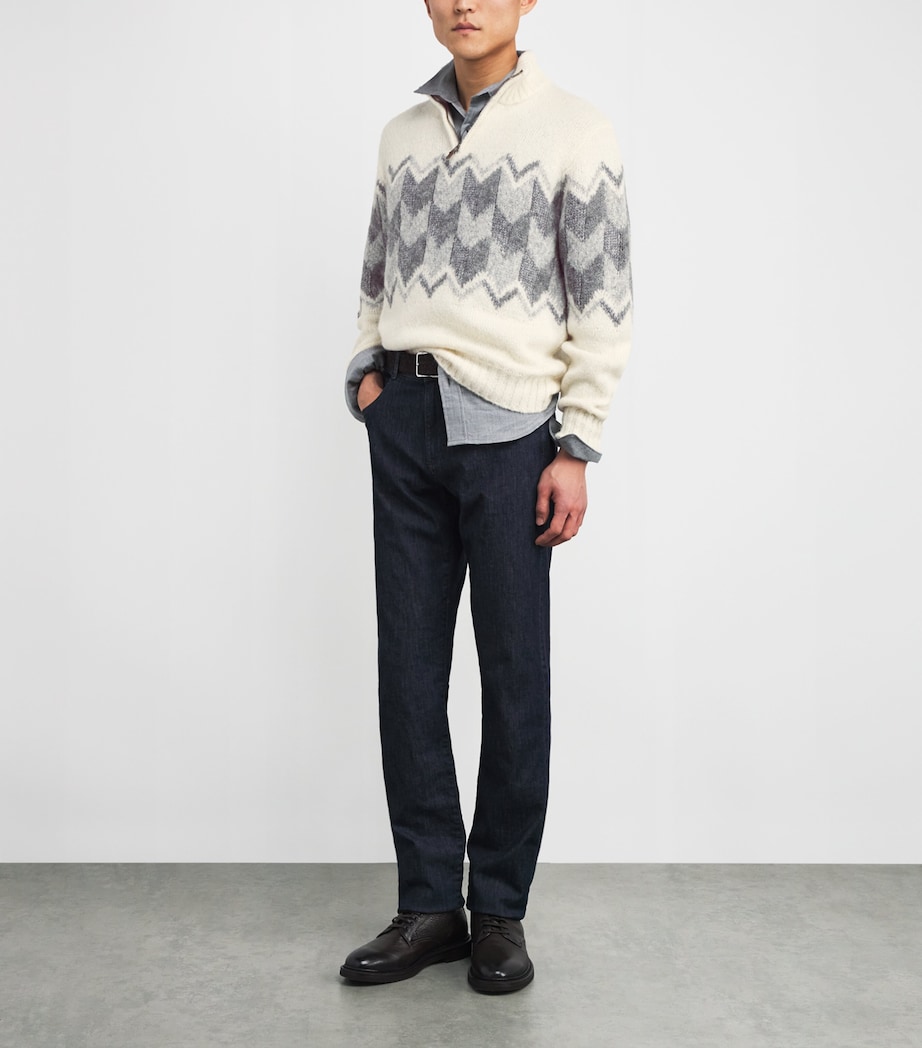 Wool-Blend Chevron Quarter-Zip Sweater 201 Image 2