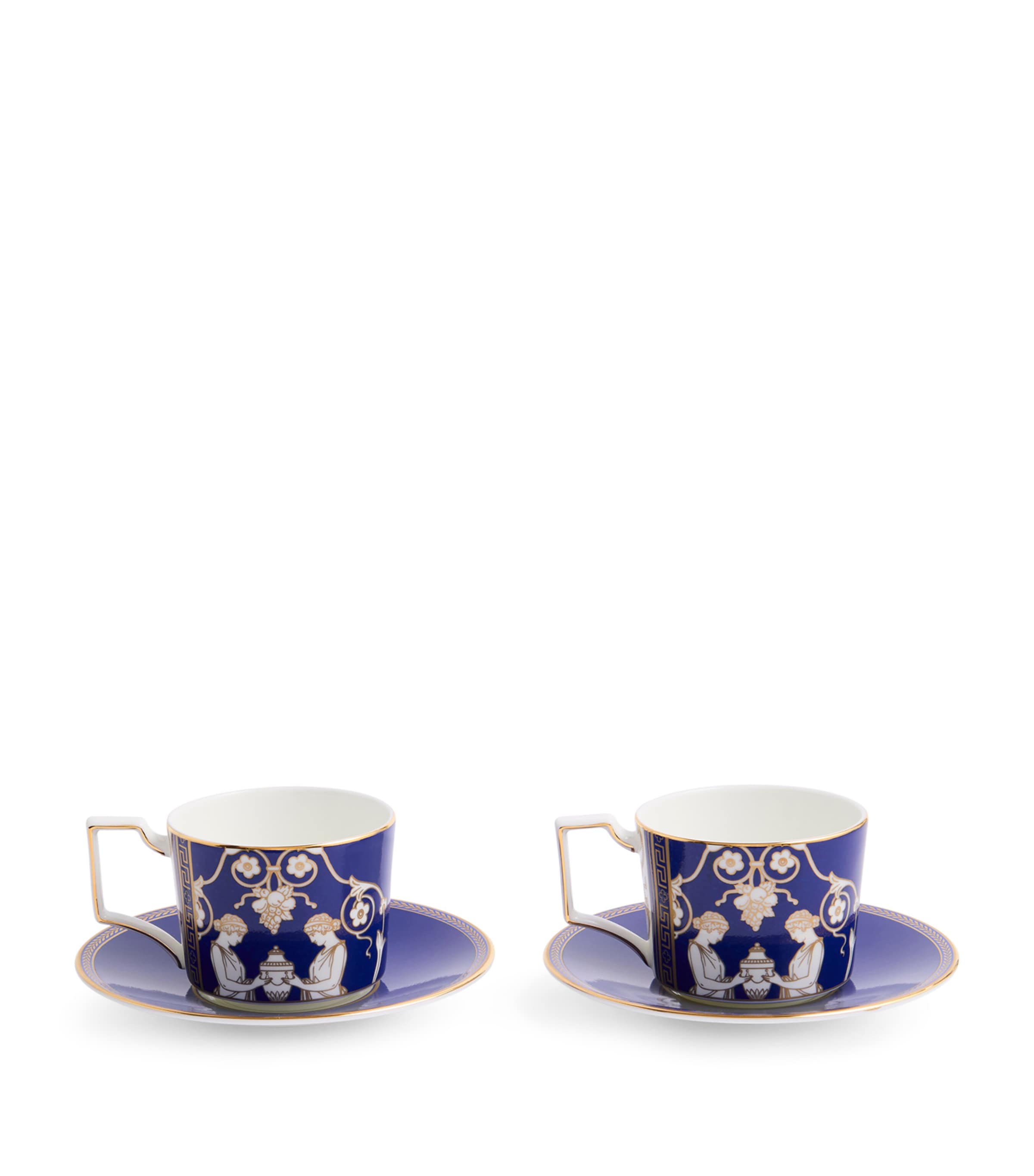 Wedgwood Set of 2 Renaissance Teacups and Saucers Blue Image 3