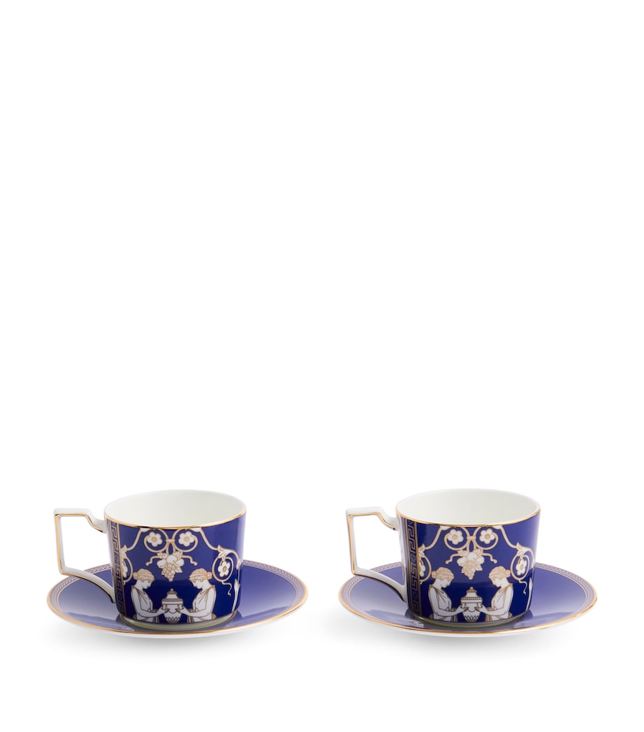 Set of 2 Renaissance Teacups and Saucers BLUE Image 3