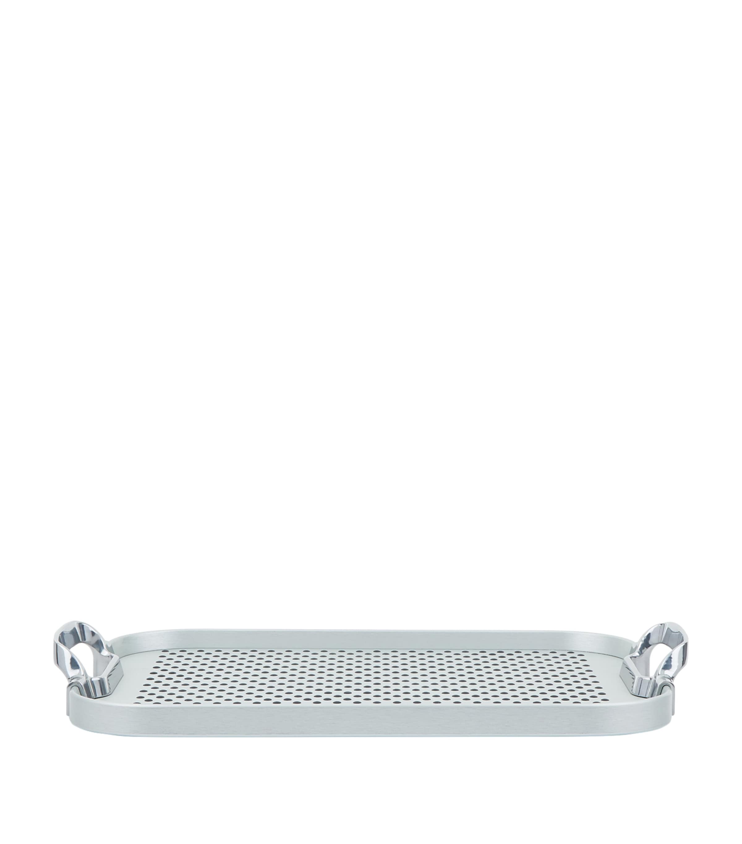 Kaymet Rubber Grip Cut Out Handle Tray In Silver