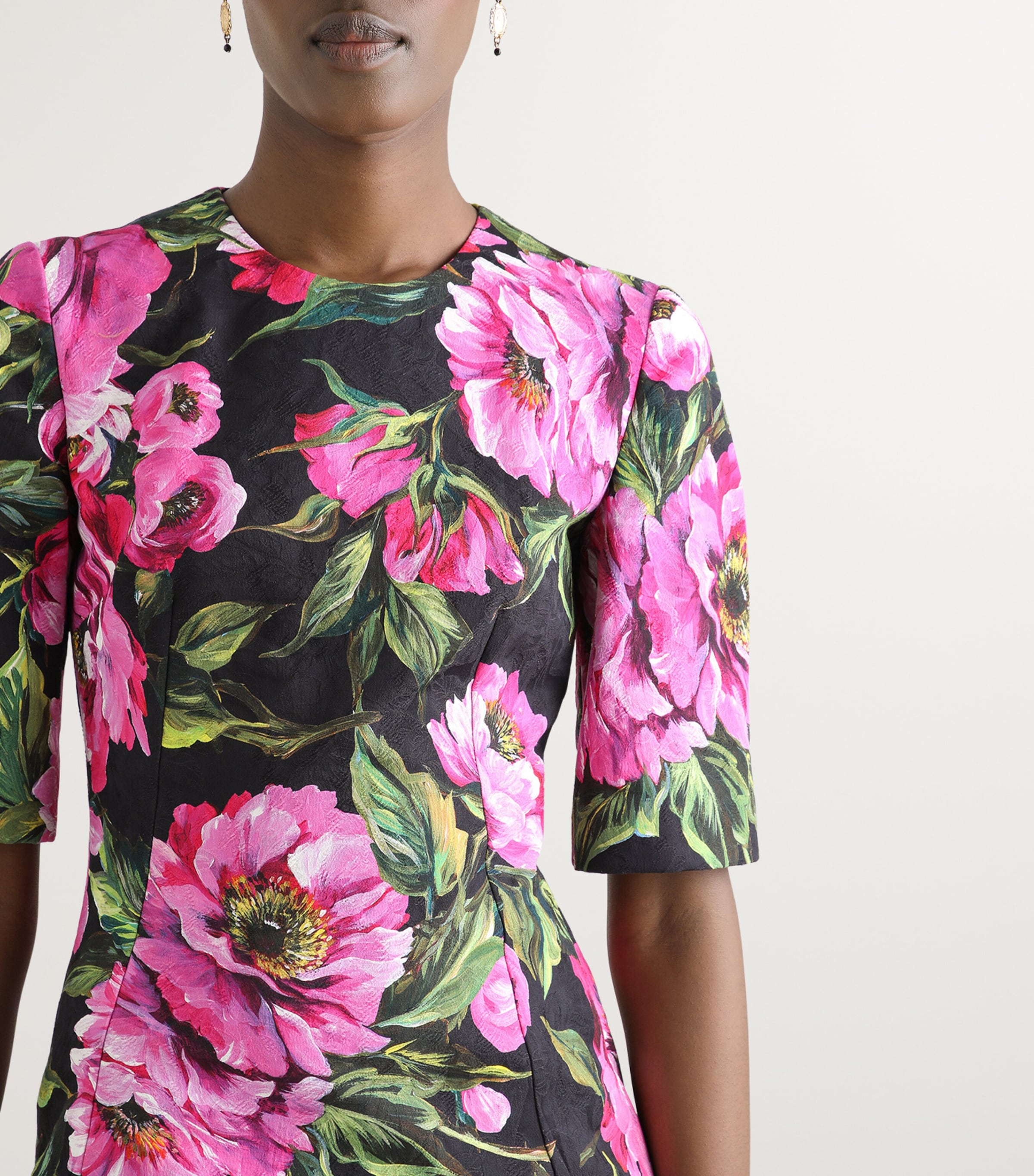 Cotton-Blend Floral Mini Dress HN5KR-PEONIE FUXIA F Image 4