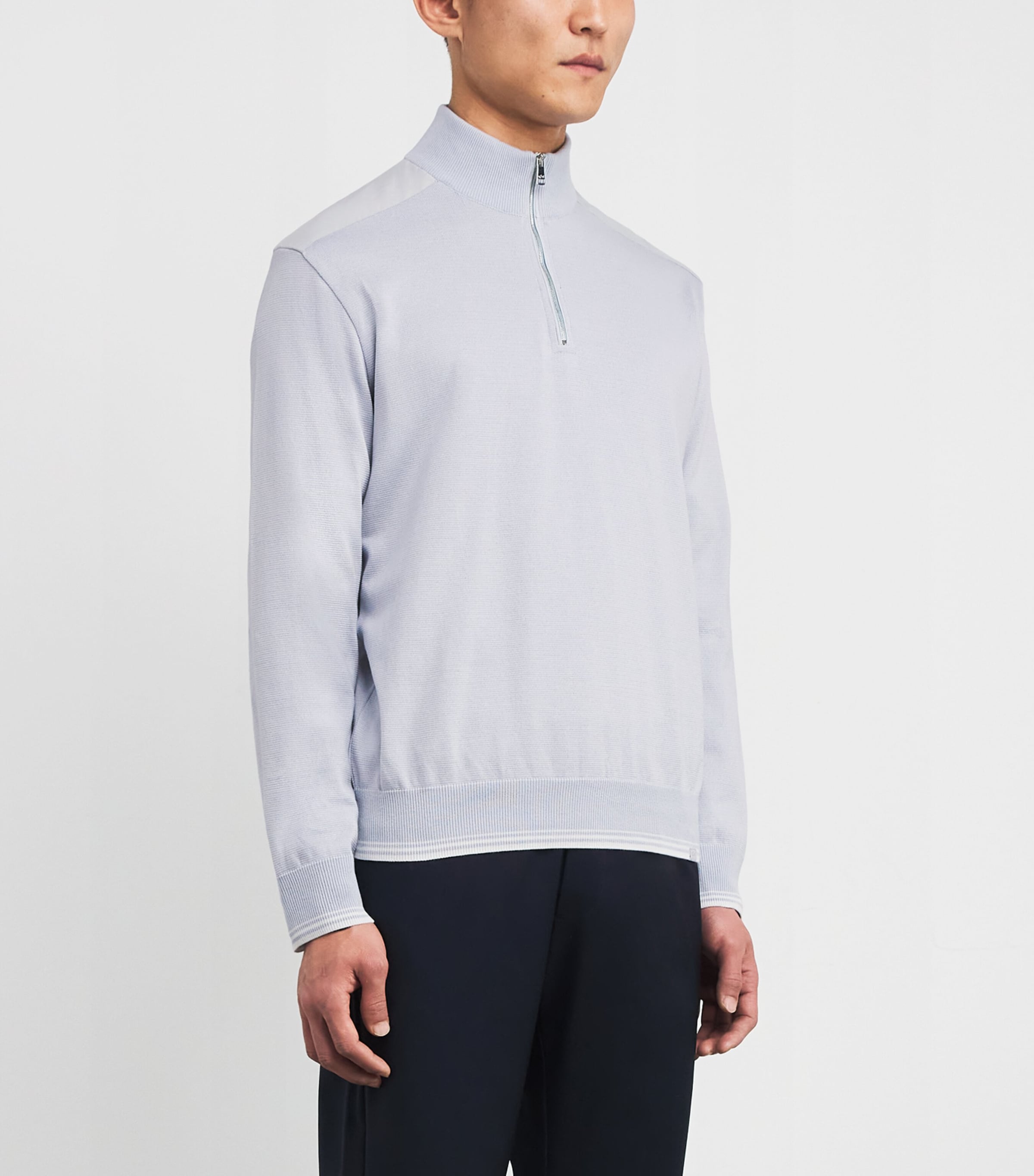 Organic Cashmere Half-Zip Sweater 394 LIGHT BLUE Image 3