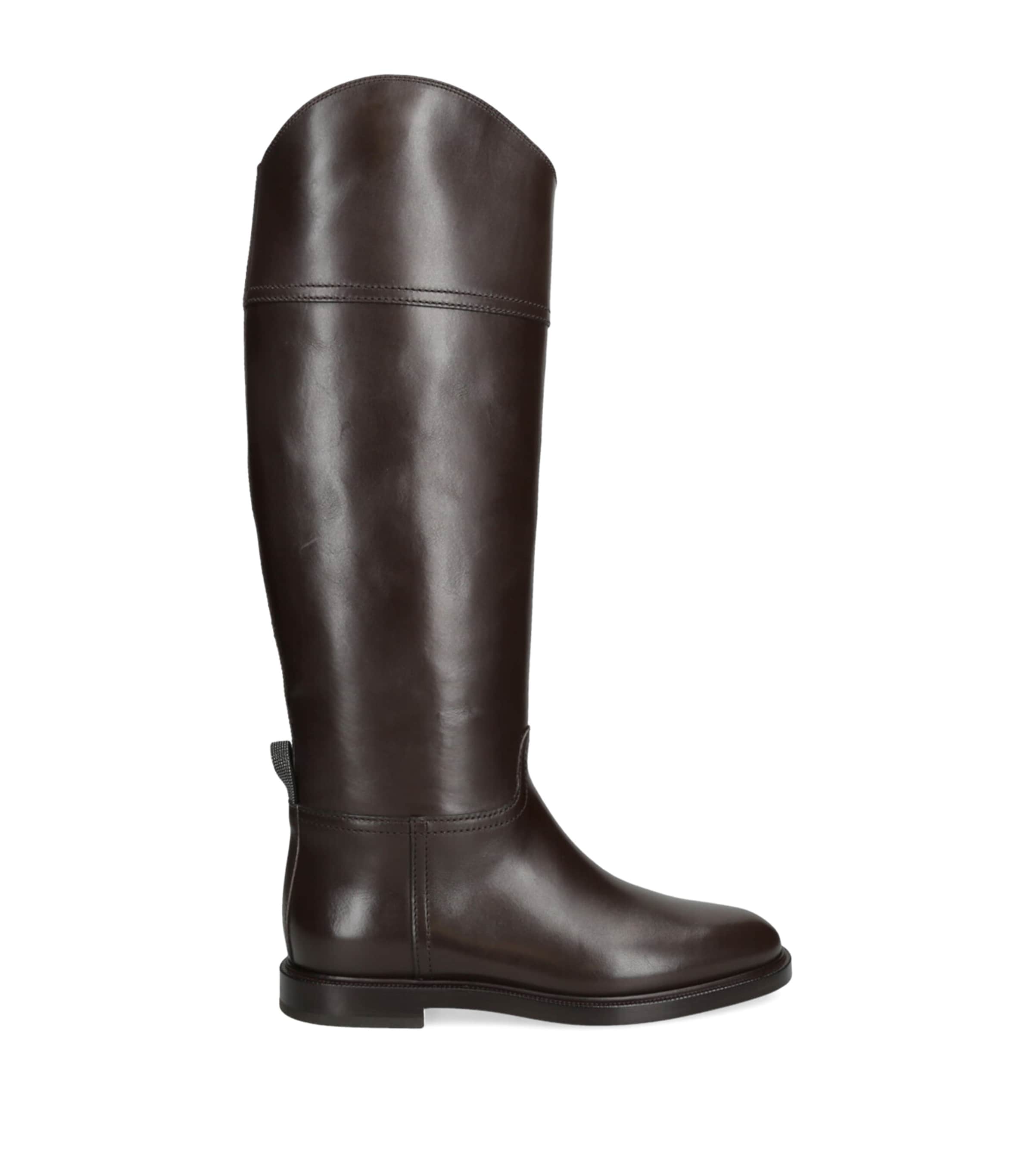 Brunello Cucinelli Leather Riding Boots In Brown