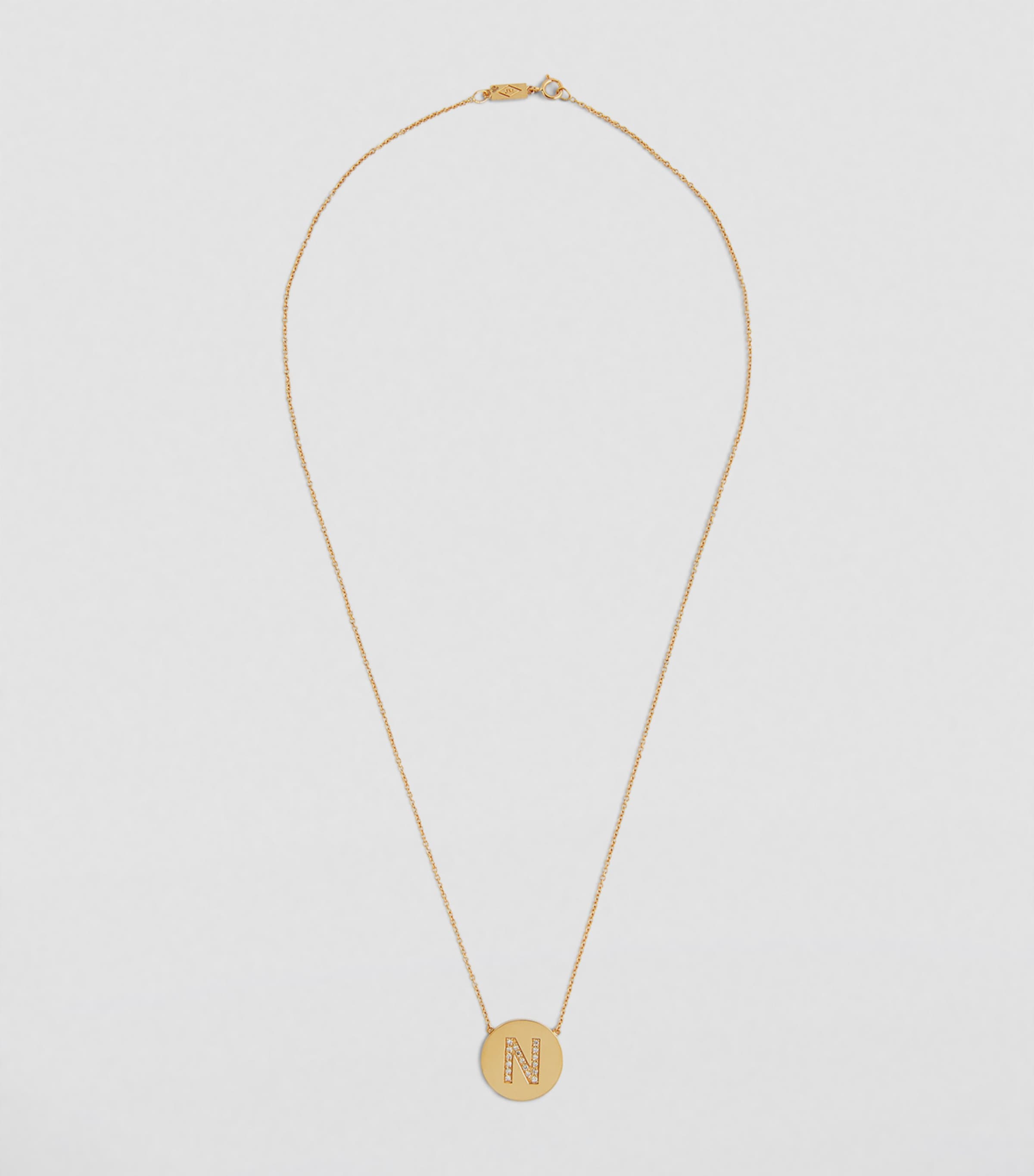 Jennifer Meyer Yellow Gold and Diamond Letter Disc N Necklace Yellow Gold Image 2