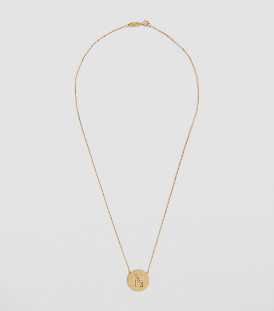 Jennifer Meyer Yellow Gold and Diamond Letter Disc N Necklace Yellow Gold Image 2