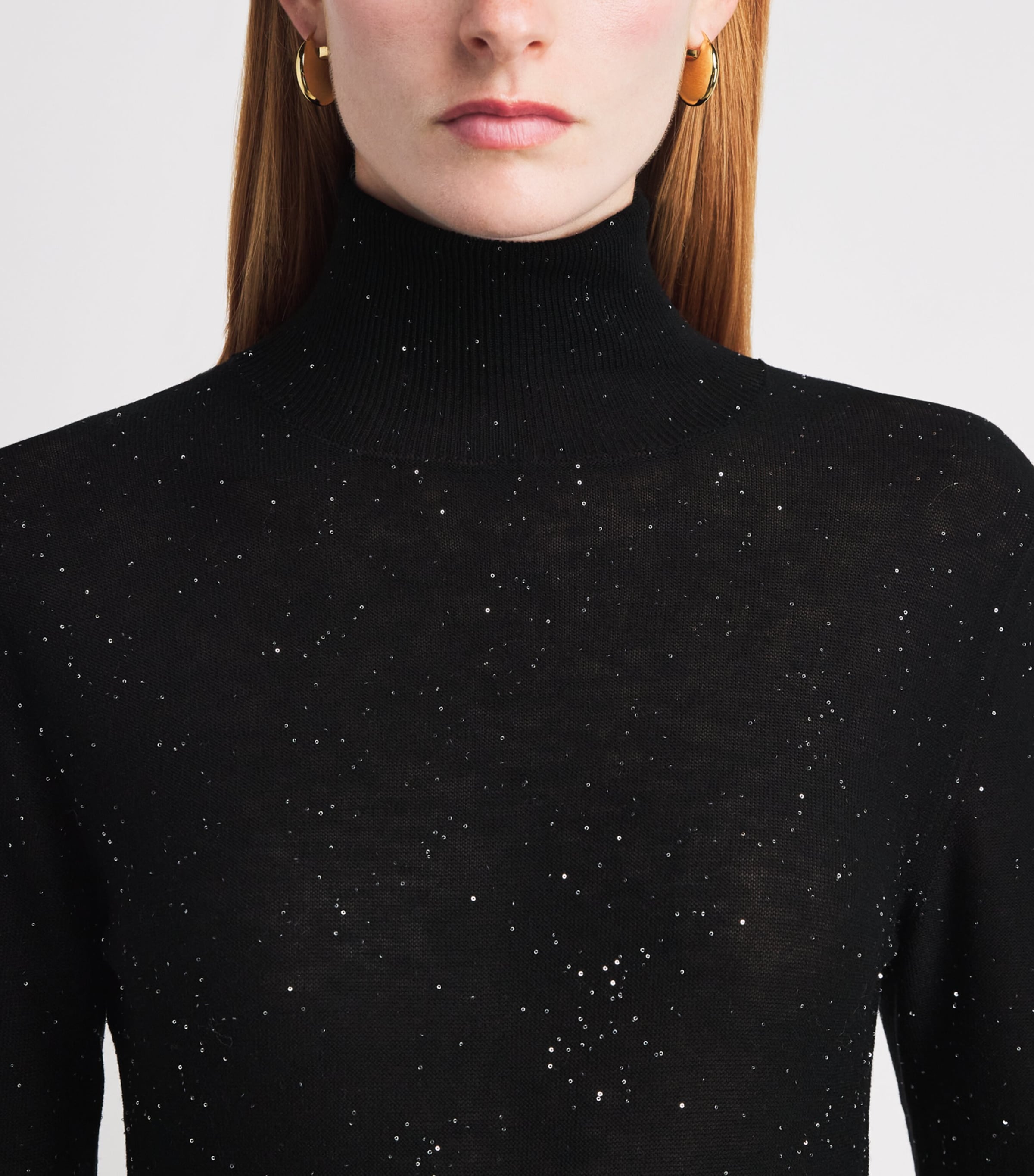 Fabiana Filippi Womens Virgin Wool Embellished Rollneck Sweater Nero Image 3