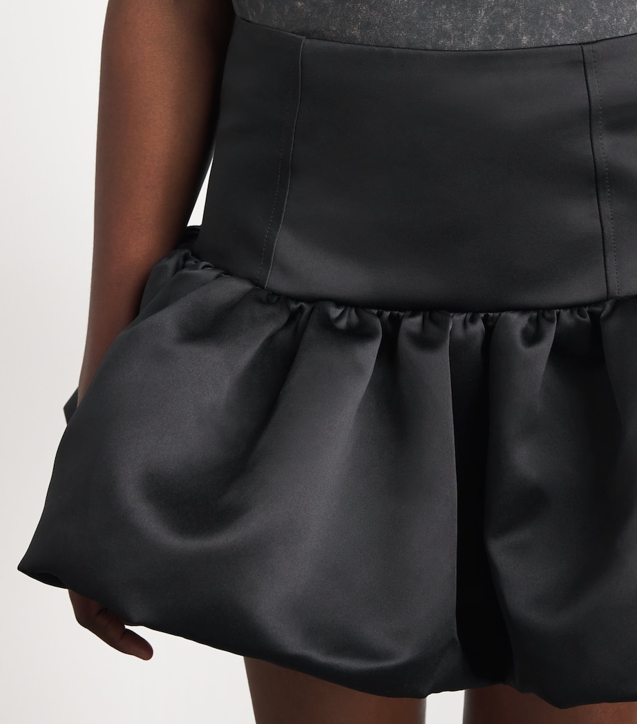 GANNI Womens Satin Bubble Mini Skirt Black Image 3