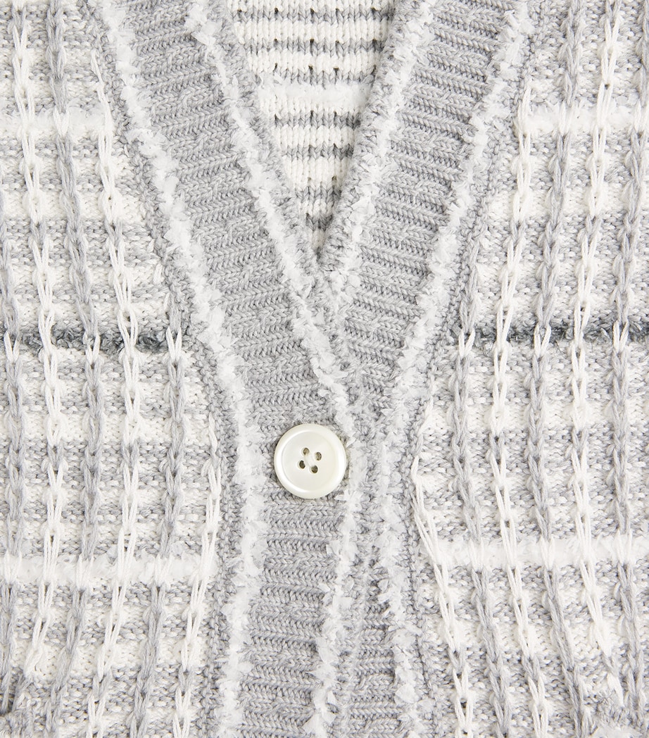 Thom Browne Womens Tweed V-Neck Cardigan Lt Grey Image 6