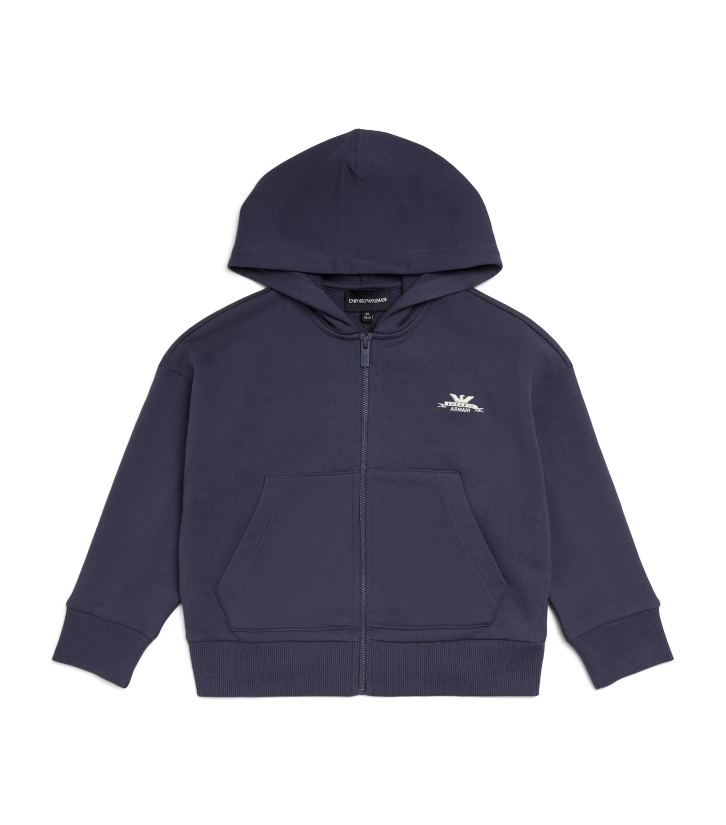 Emporio Armani Kids Cotton Logo Zip-Up Hoodie (4-16 Years) Odyssey Gray Image 1