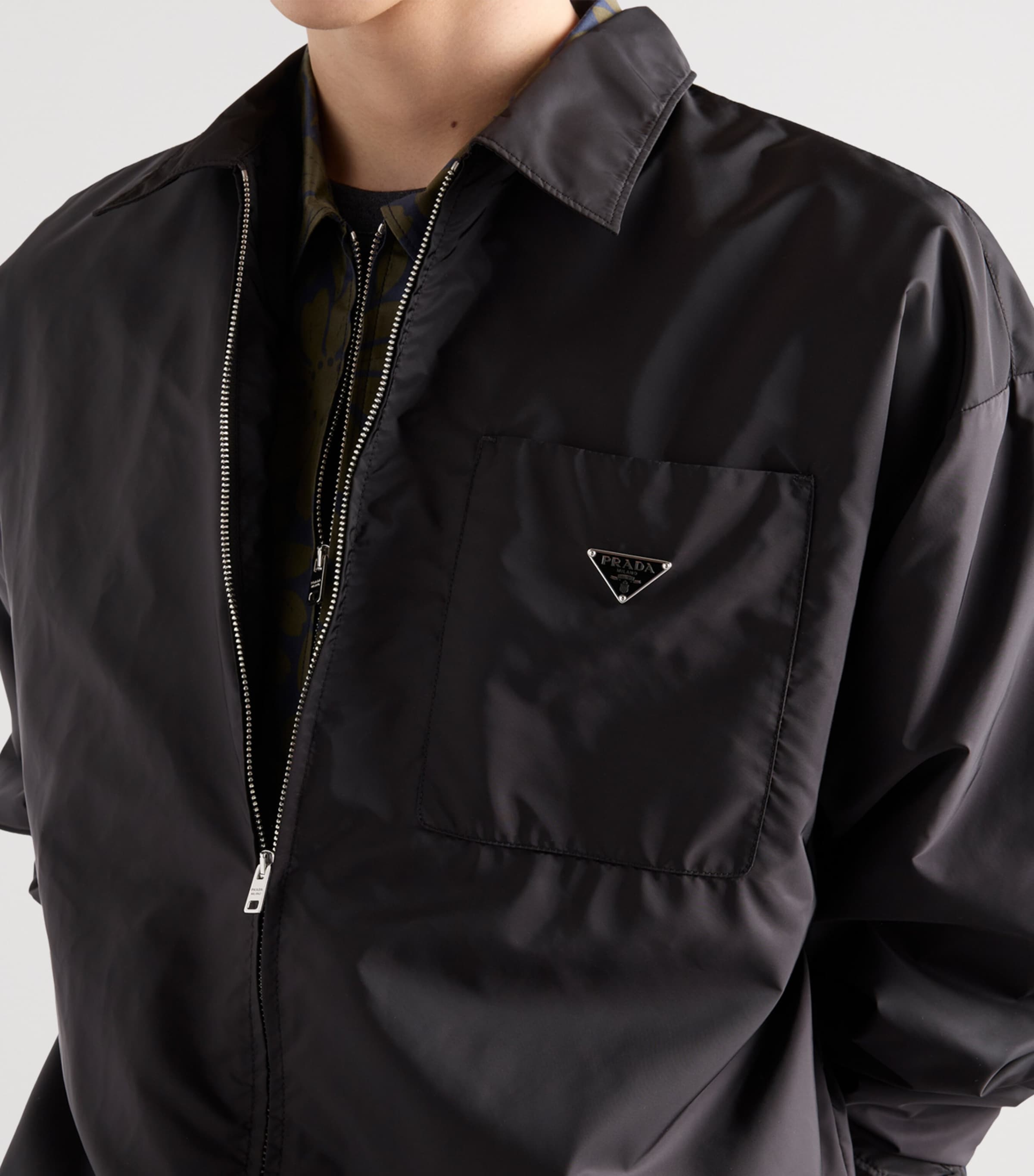 Prada Mens Re-Nylon Zipped Shirt Black Image 6