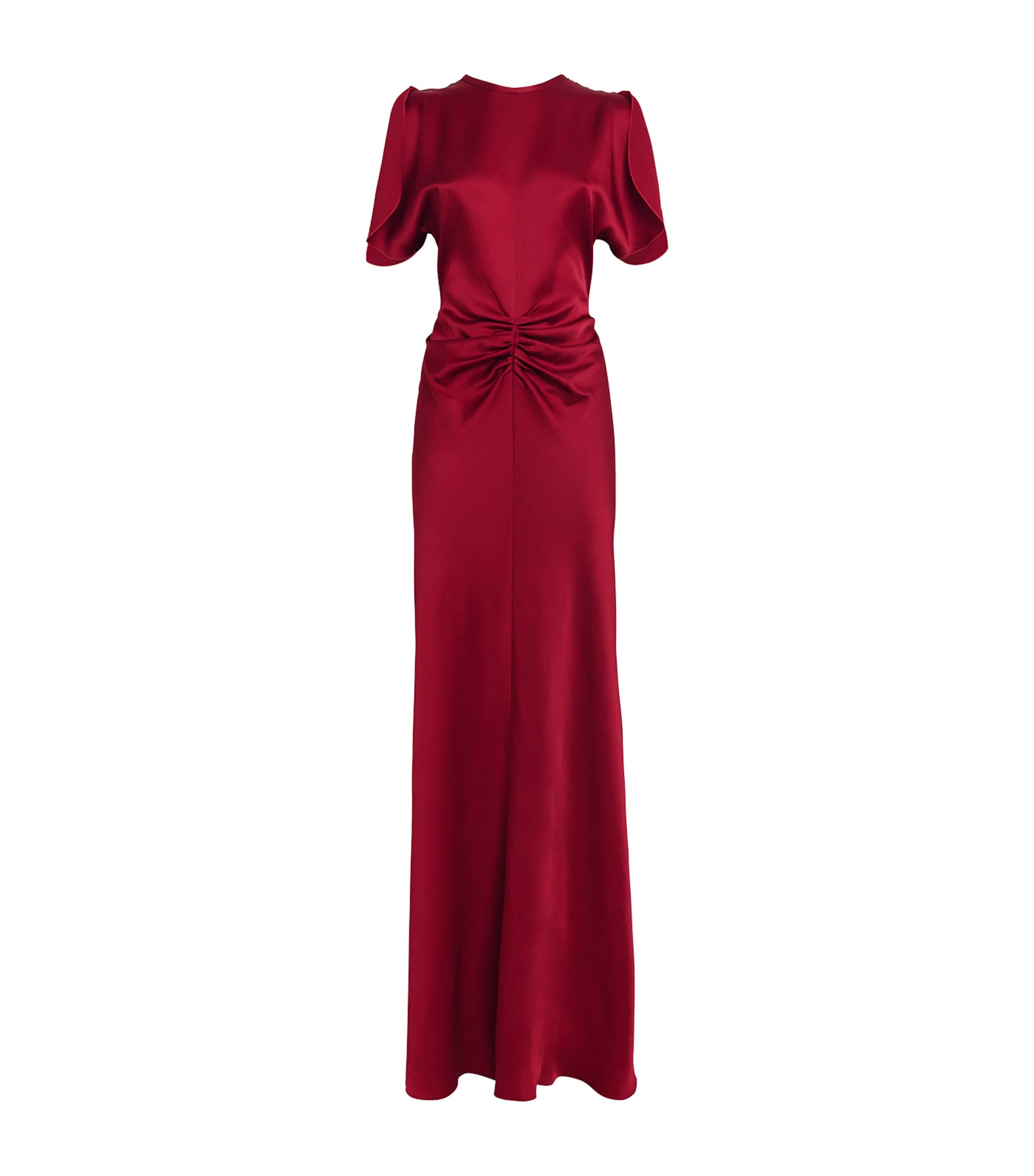 Victoria Beckham Red Gathered Waist Maxi Dress Harrods UK