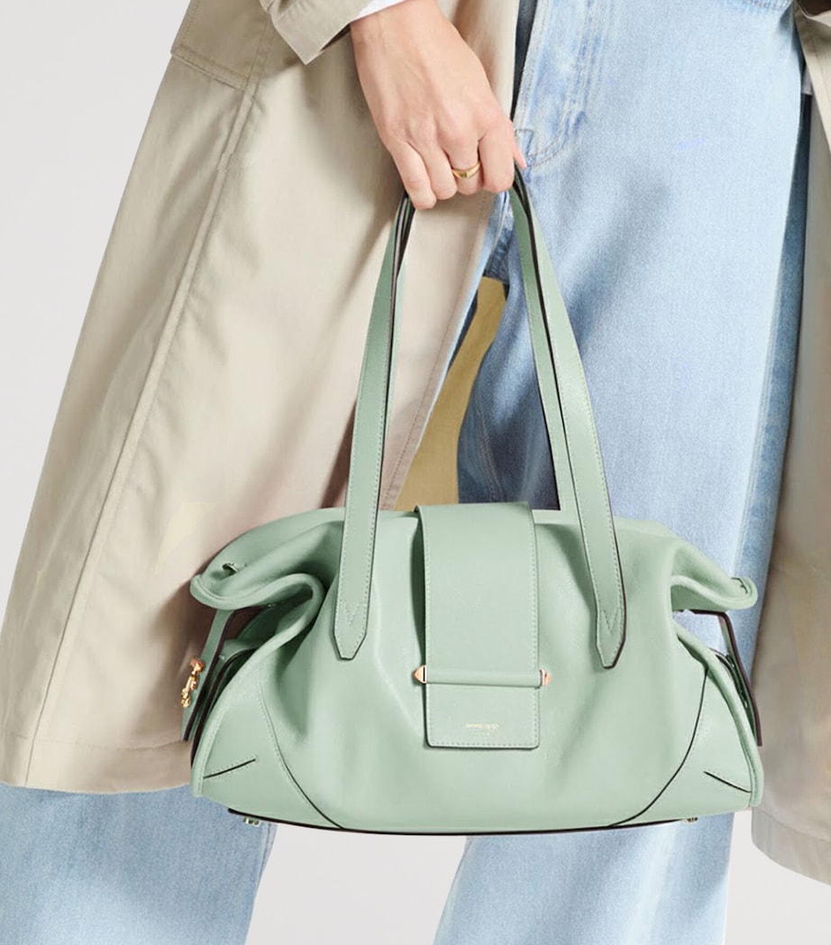 Jimmy Choo Medium Leather Bar Holdall Bag Verde/shiny Gold Image 2