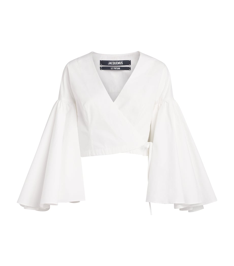 Jacquemus Womens Cotton Flared-Sleeve Paysan Blouse White Image 1