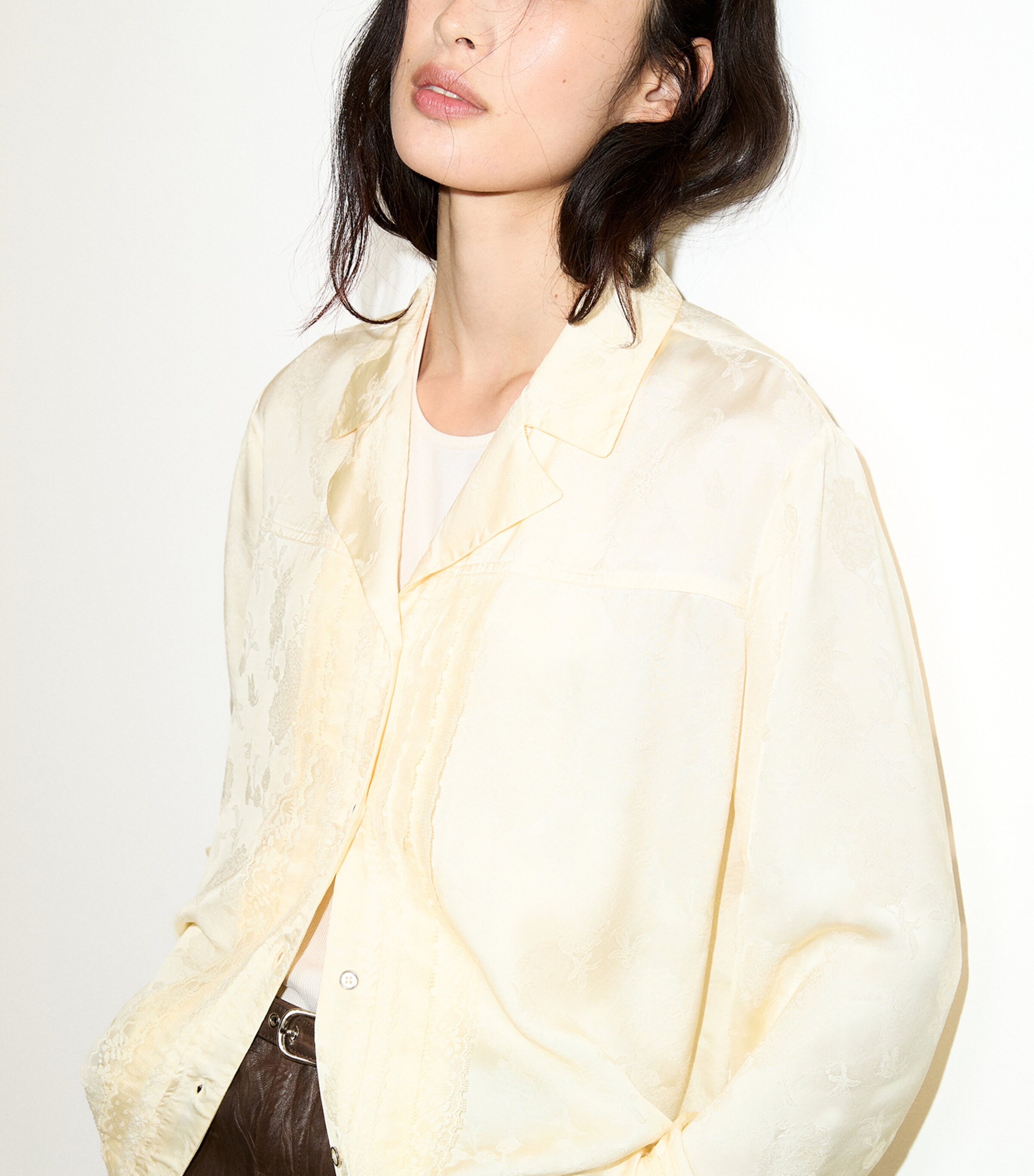 MAX&Co. Womens Lace-Trim Shirt Banana Image 6