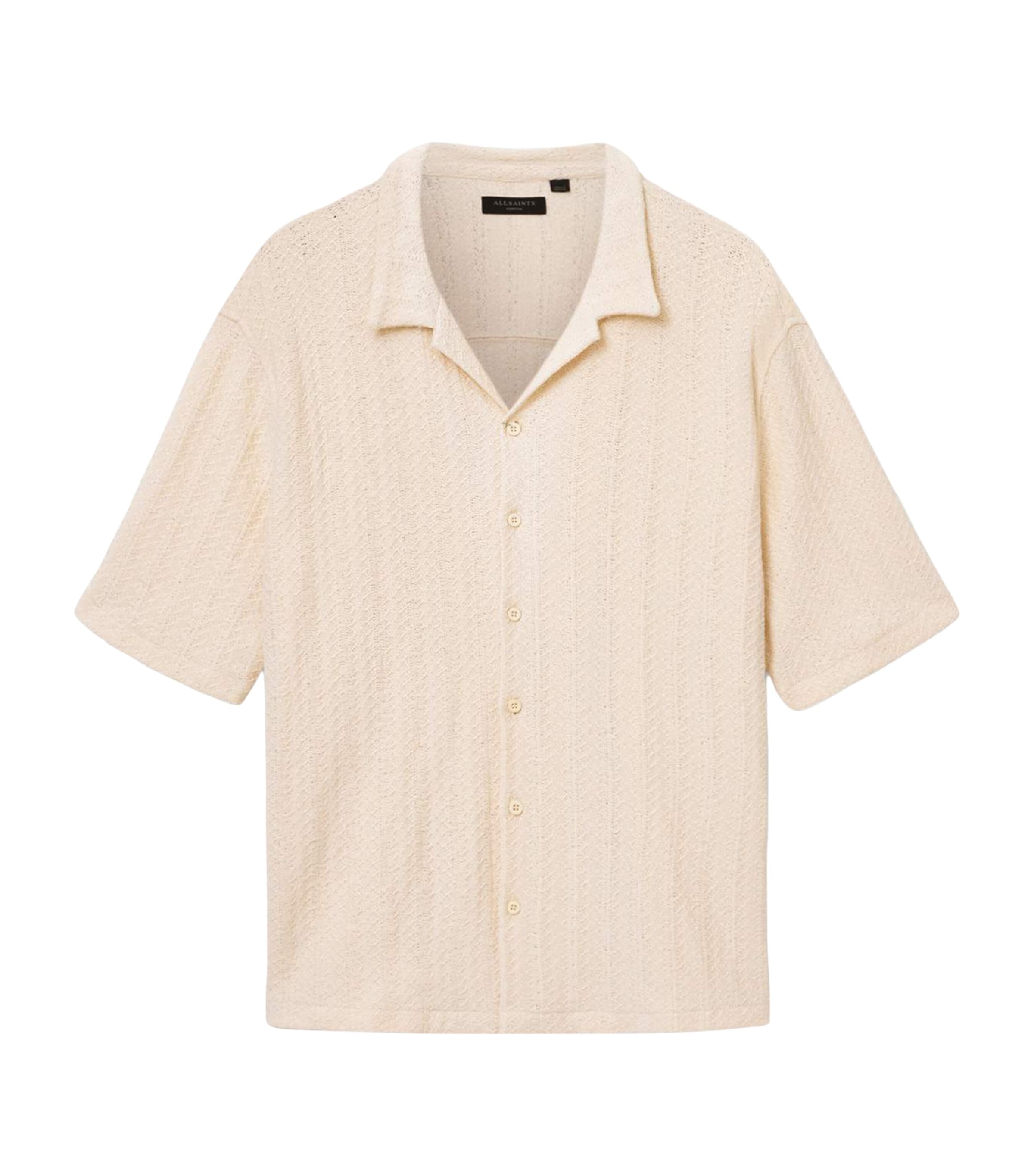AllSaints Mens Knitted Trace Shirt Cottage White Image 1