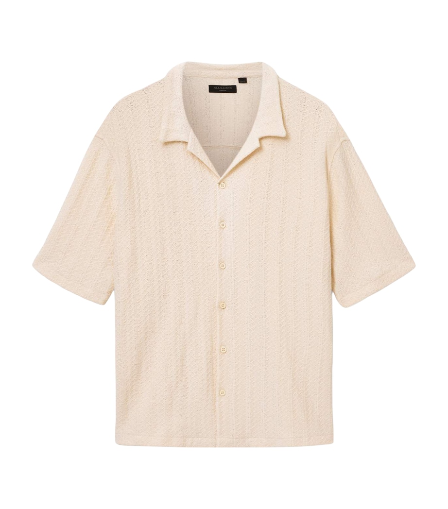 AllSaints Mens Knitted Trace Shirt Cottage White Image 1