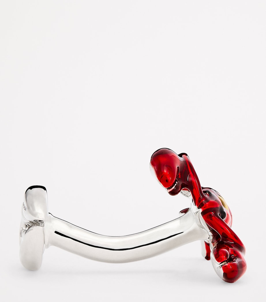 Rhodium-Plated Enamel Lobster Cufflinks RED Image 4