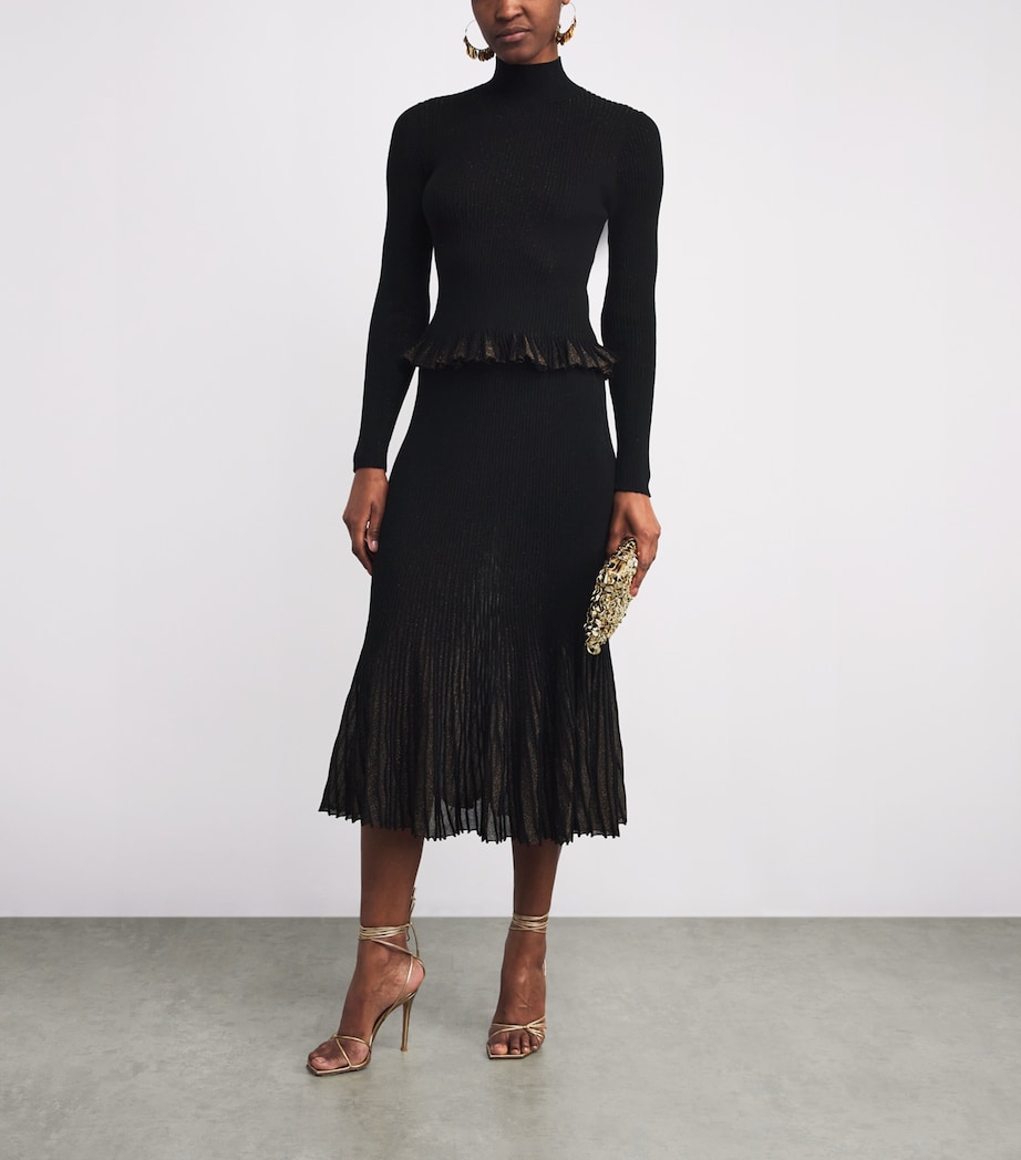 Pleated Vera Midi Skirt NOIR Image 2