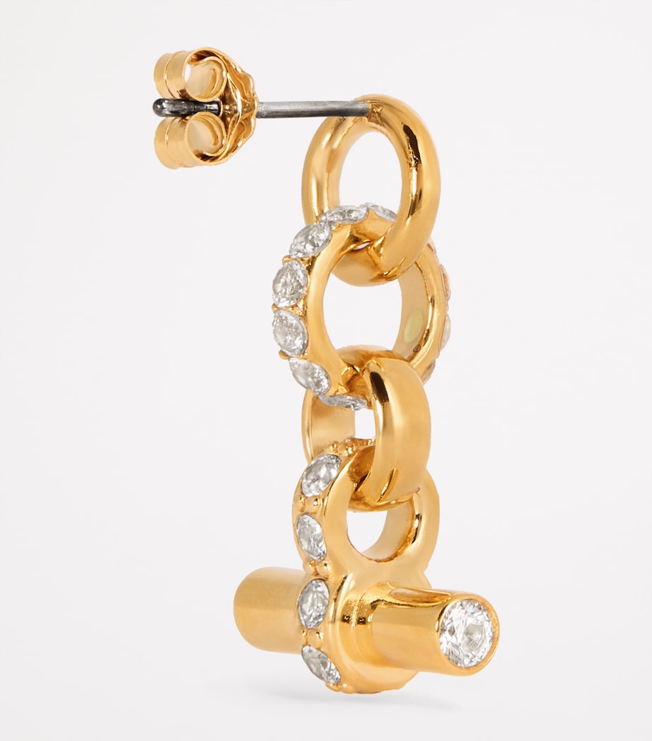 Gold-Plated Crystal T-Bar Earrings GOLD Image 4