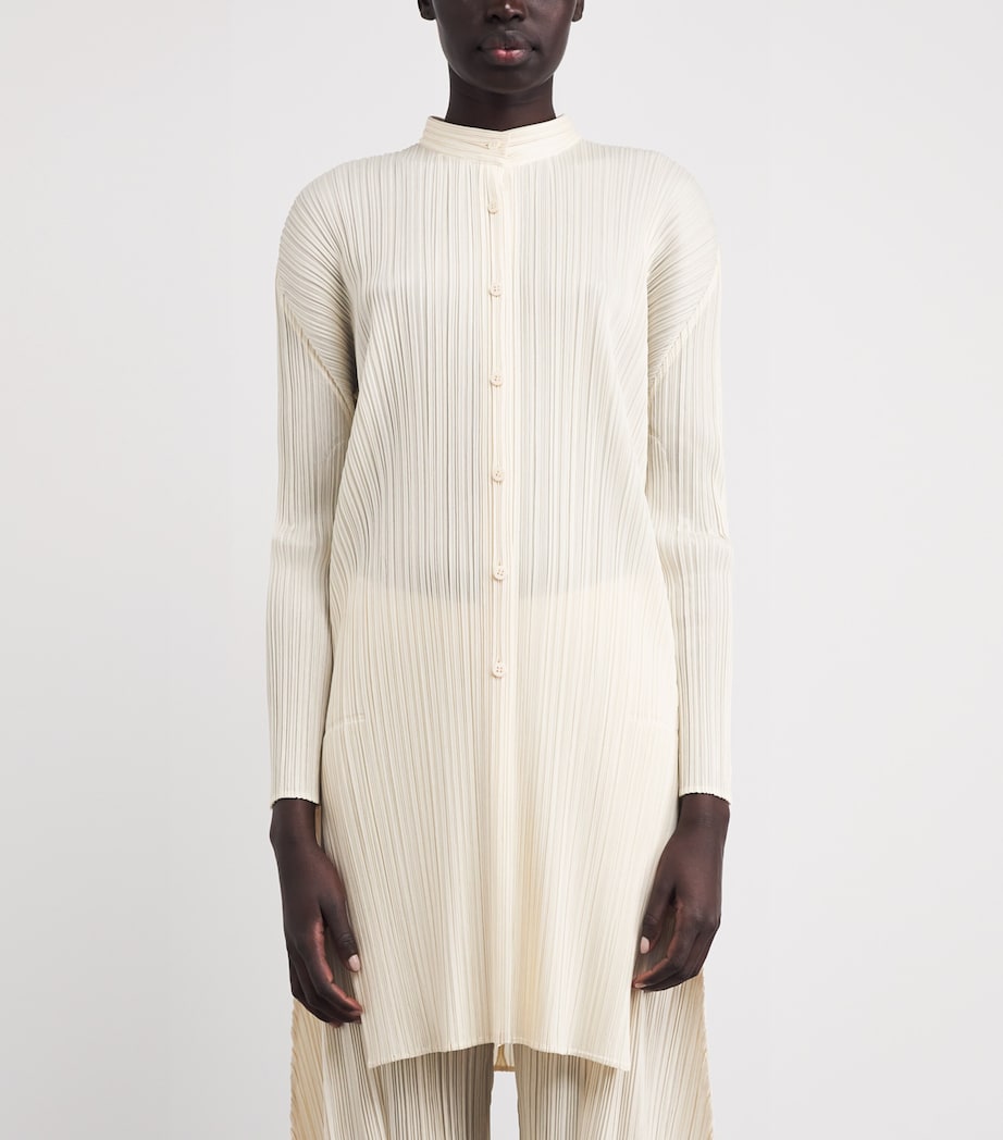 Pleats Please Issey Miyake Womens Pleated Stand Collar Shirt Off White Image 4