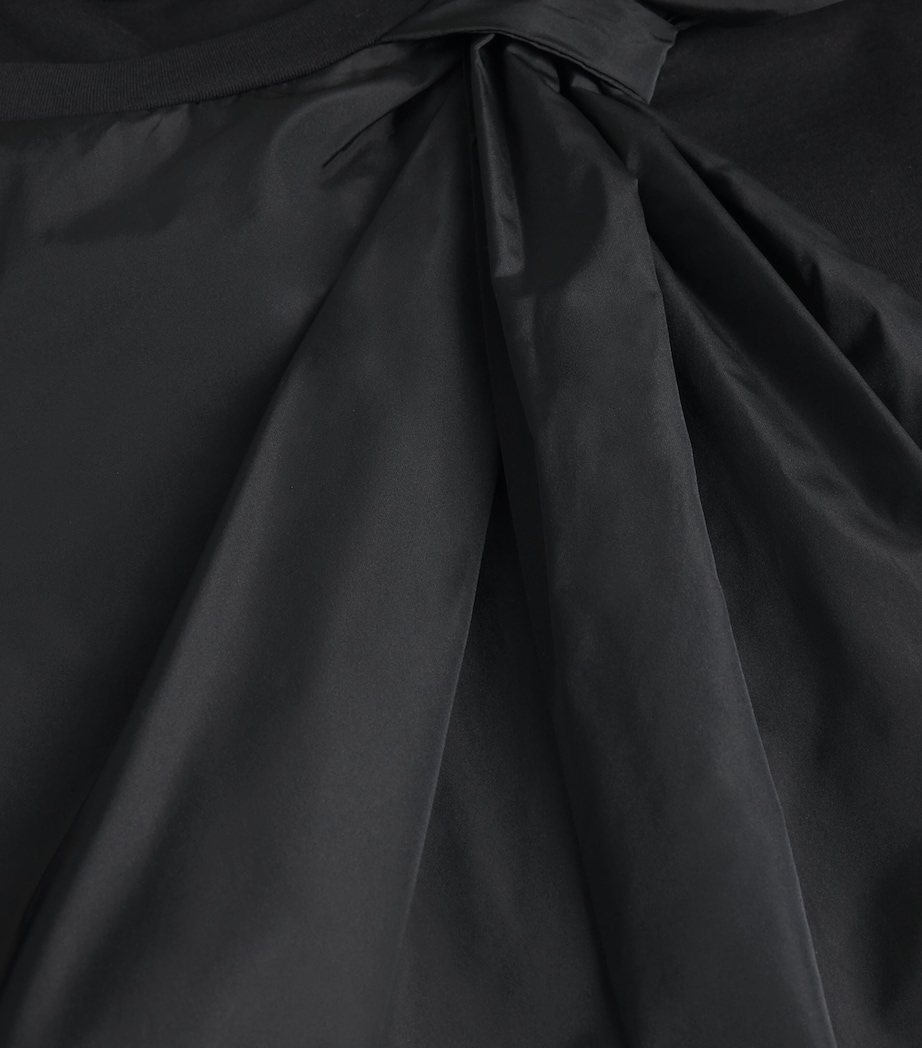 Cotton Bow-Detail T-Shirt BLACK Image 5