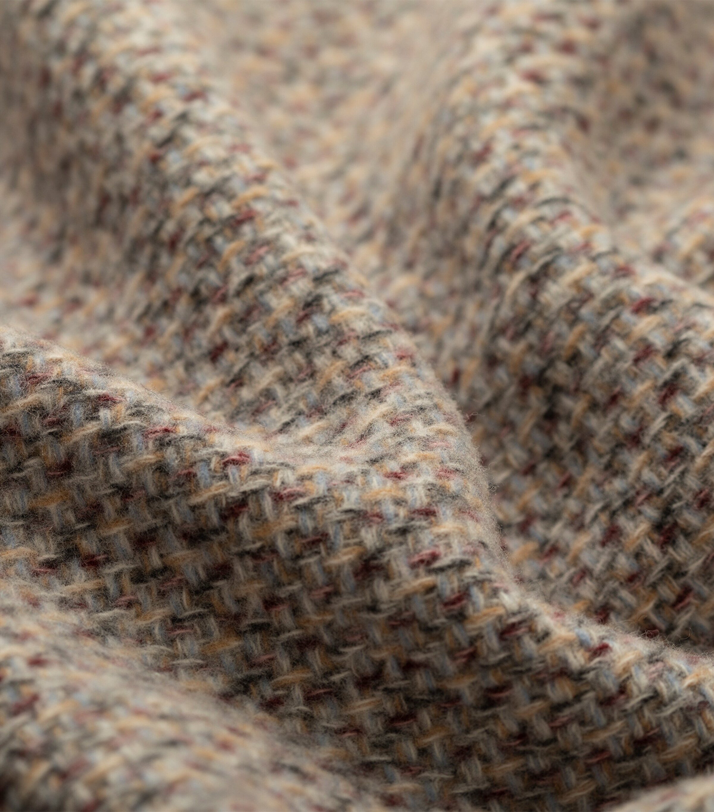 Johnstons Of Elgin Wool-Cashmere Tweed Texture Throw (190cm x 140cm) Warm Neutral Image 2