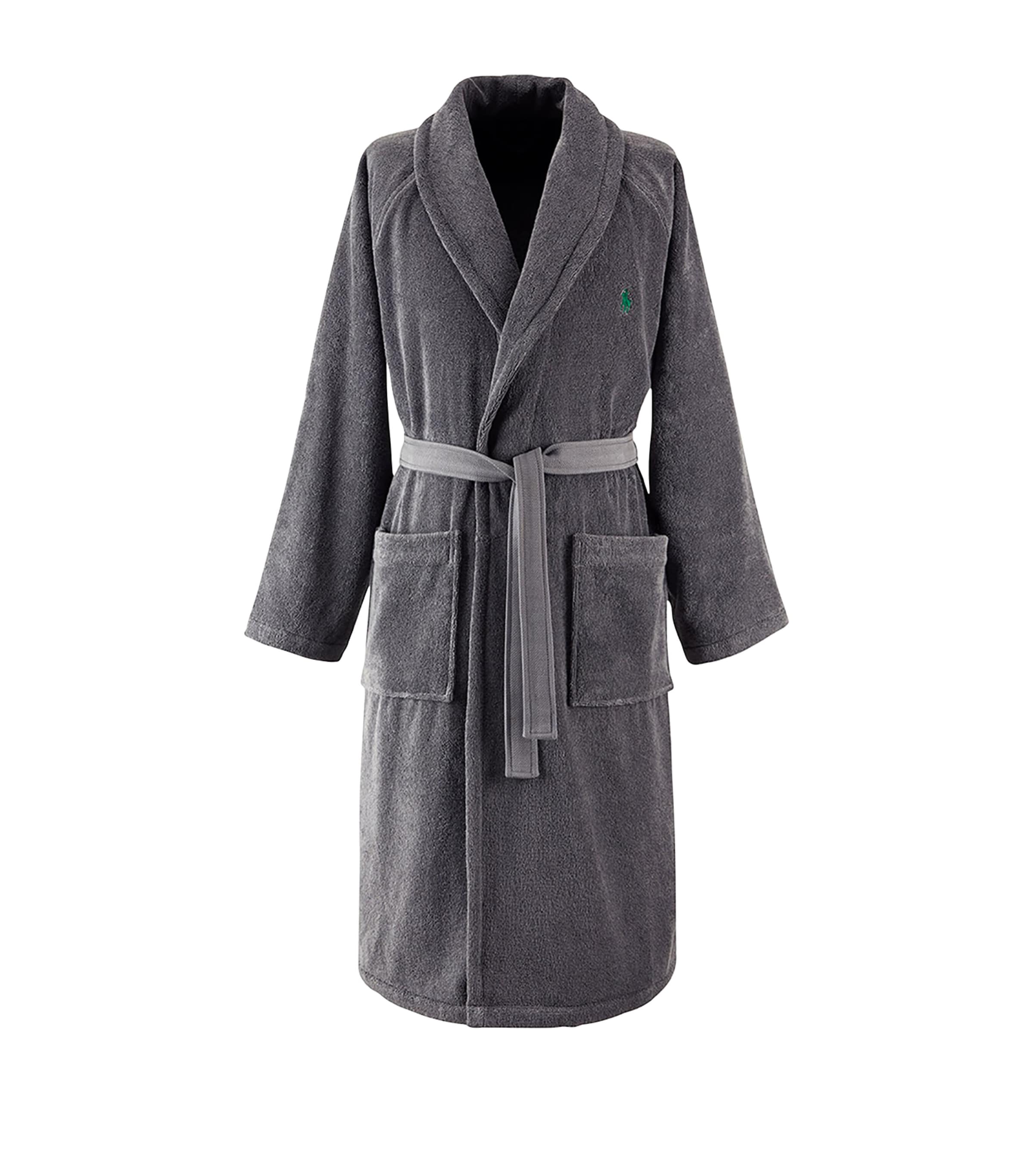 Shop Ralph Lauren Polo Player Bath Robe In Grey