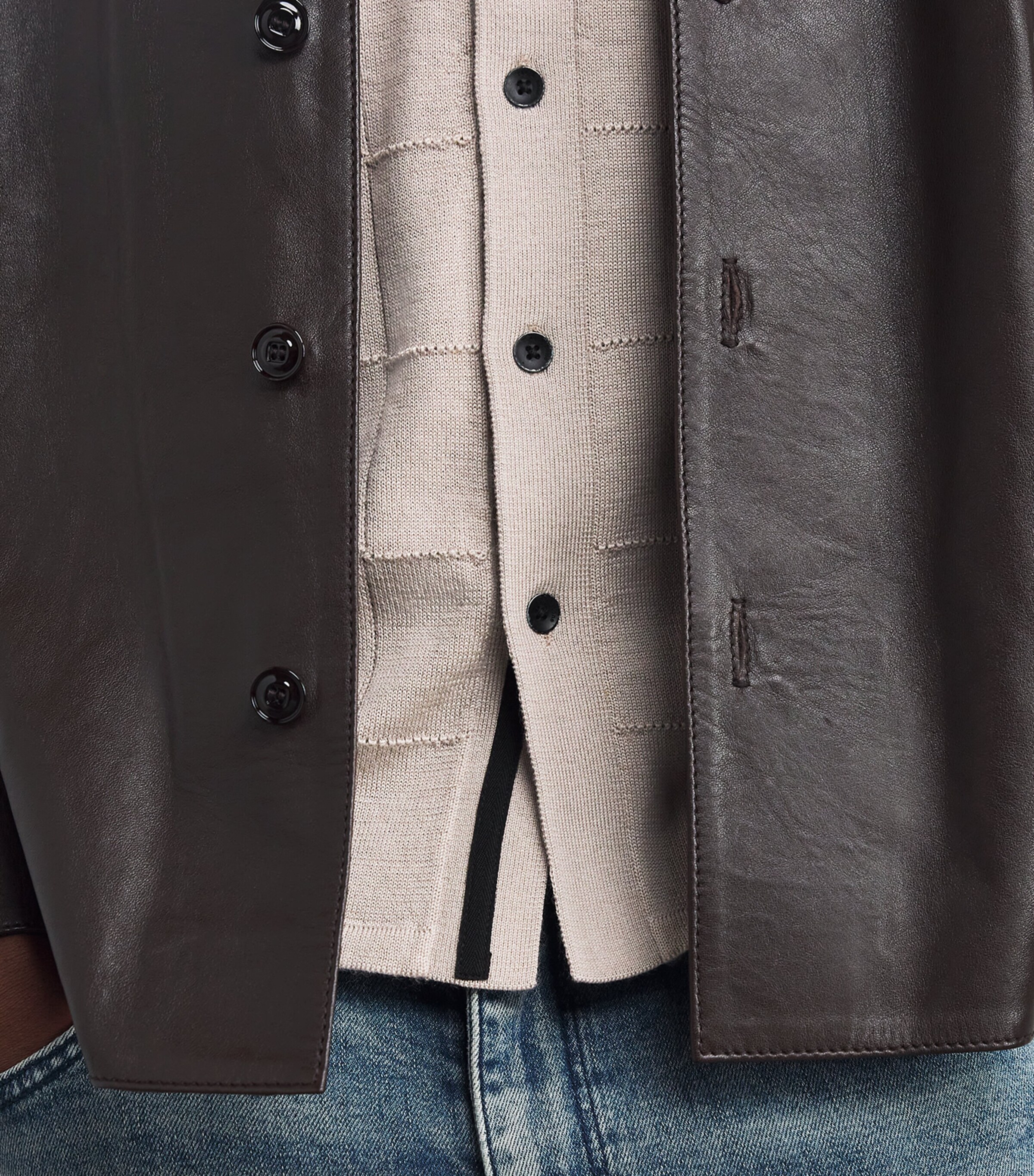 Wool-Blend Knitted Short-Sleeve Shirt TAN Image 6