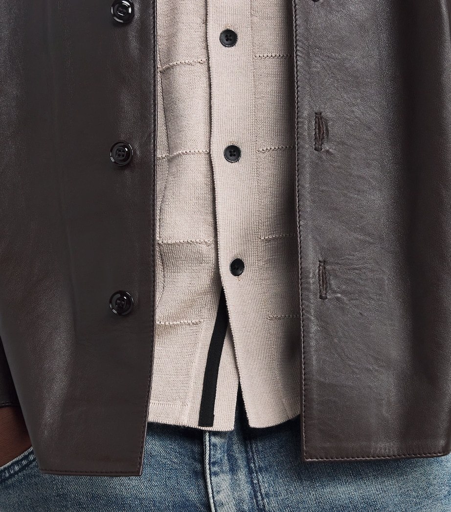 Wool-Blend Knitted Short-Sleeve Shirt TAN Image 6