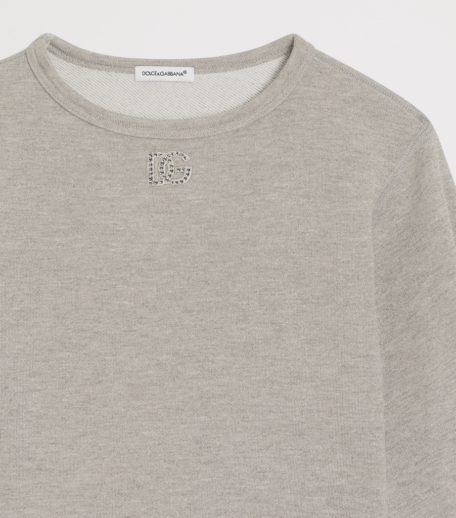 Dolce&Gabbana Kids Cotton Logo Sweatshirt (8-12+ Years) Silver Image 3