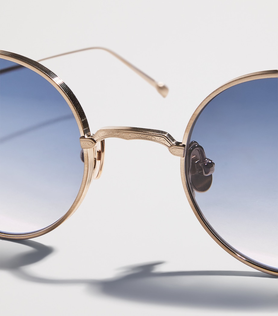 Matsuda M3168 Round Sunglasses Brshd Gld Blu Gradnt Image 5