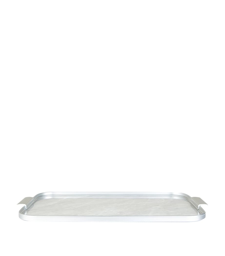 Ribbed Tray SILVER WHITE MARBLE Image 1
