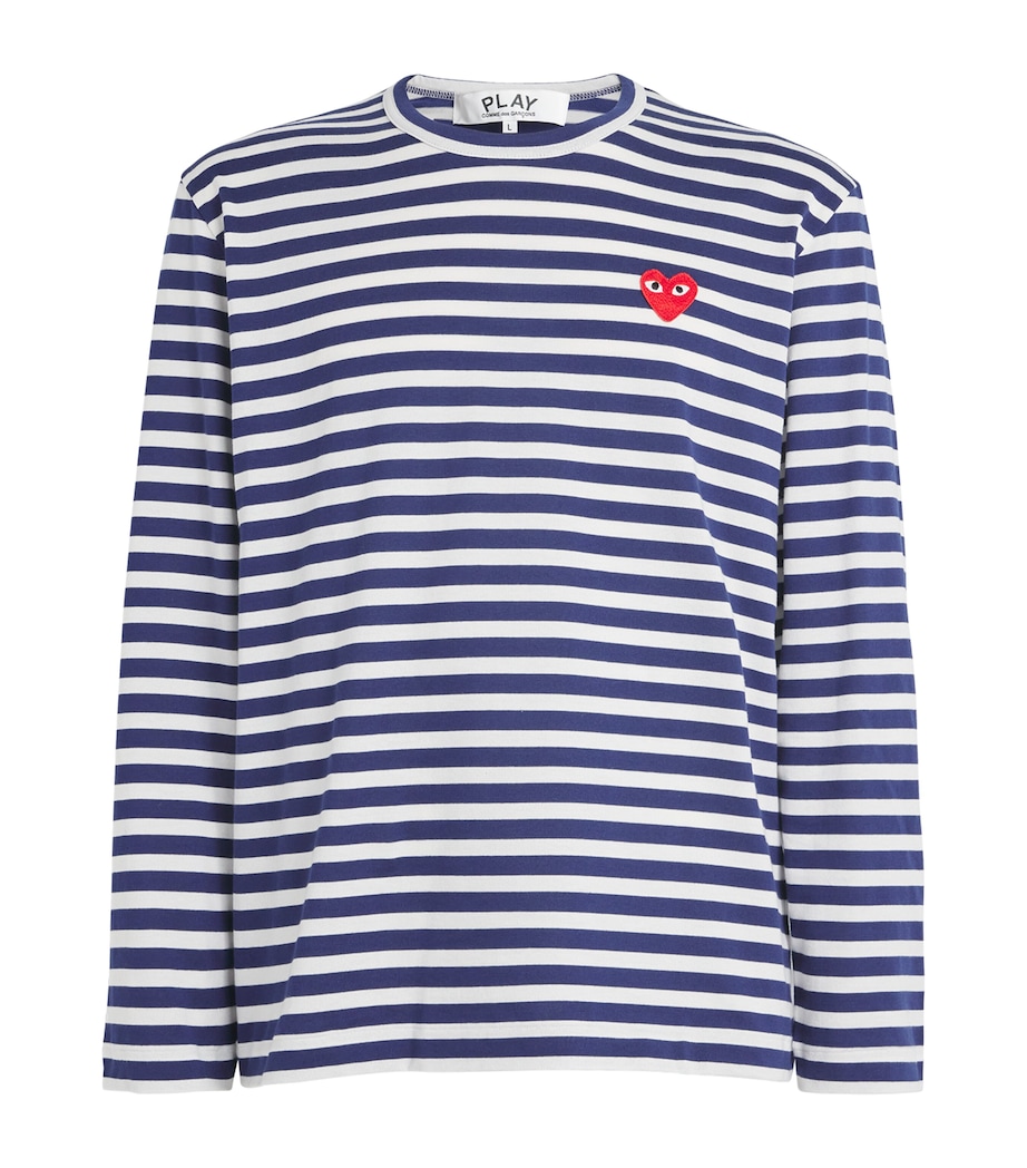 Heart Logo Striped T-Shirt NAVY Image 1