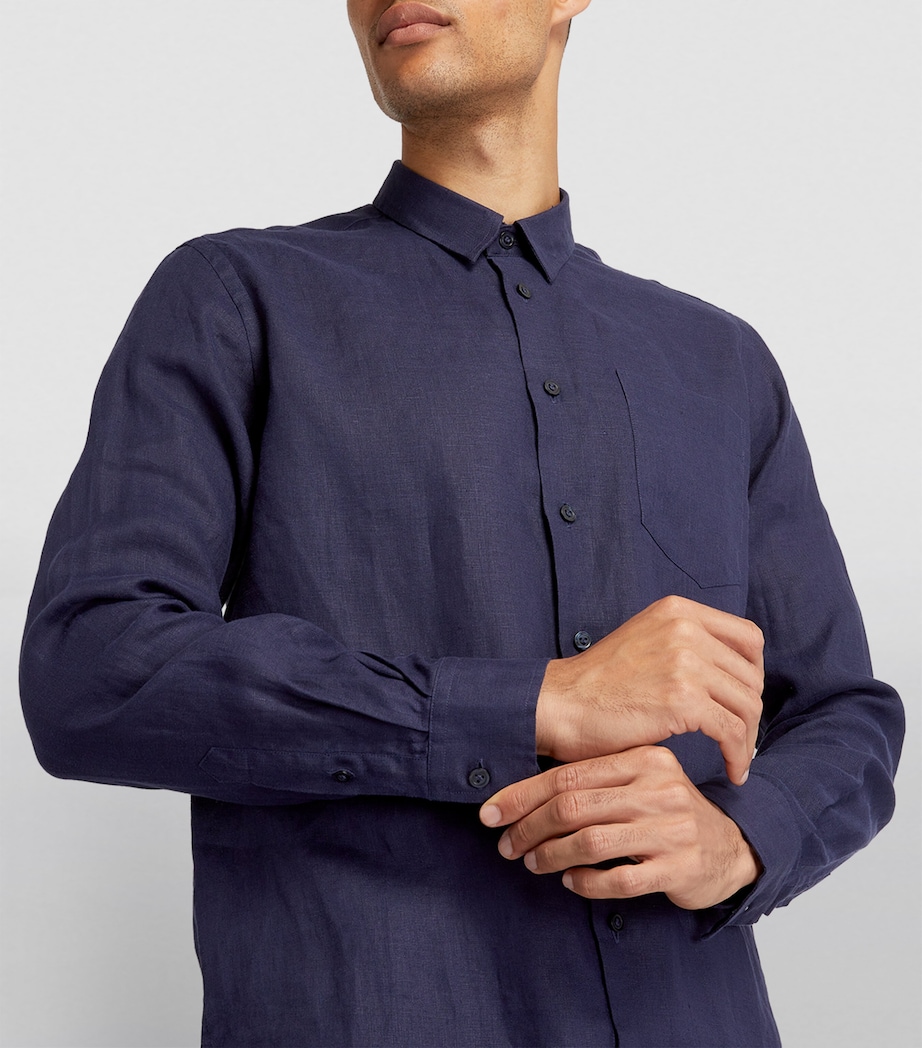 Vilebrequin Mens Linen Caroubis Shirt Blue Marine Image 11