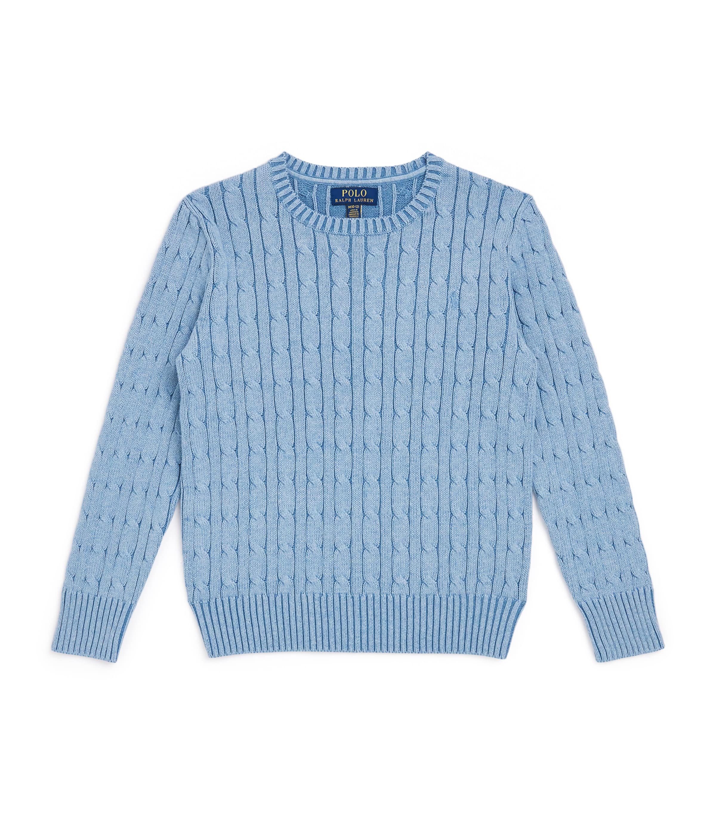 Cotton Cable-Knit Sweater (6-14 Years) BLUE HTHR Image 1