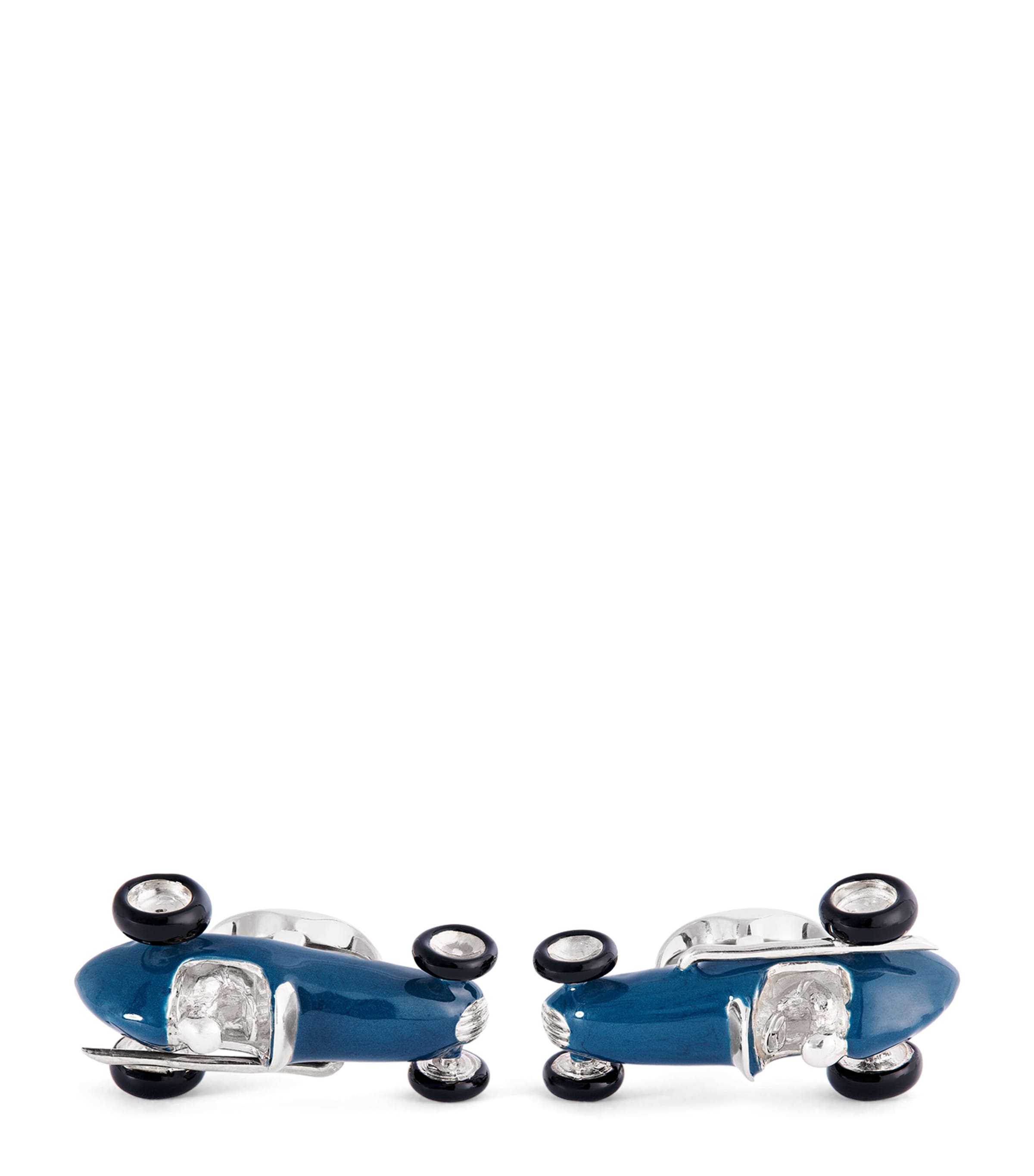 Sterling Silver Racing Car Cufflinks BLUE Image 1