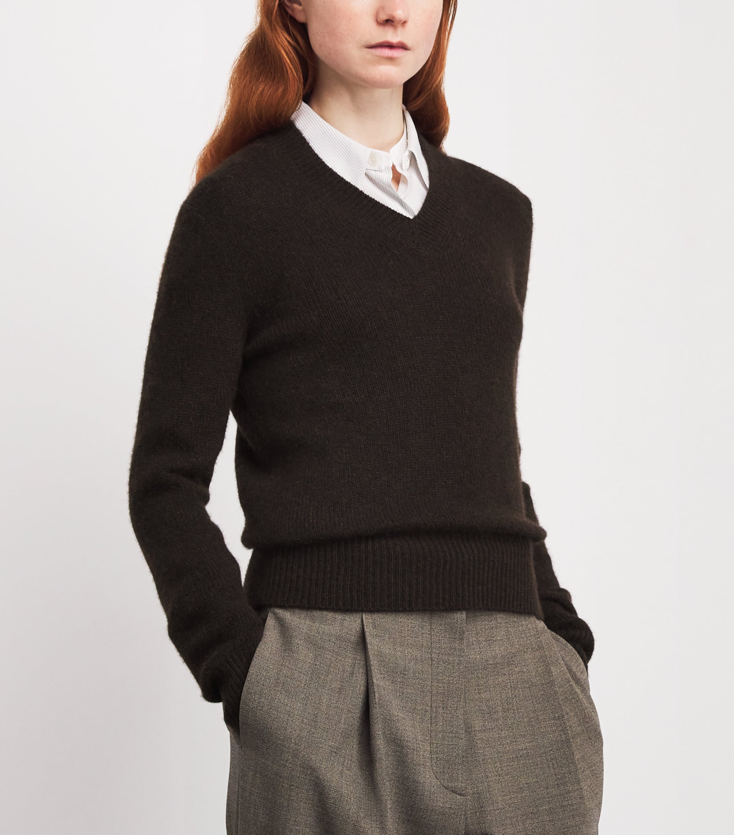 The Row Womens Nalini Goat Cashmere Sweater Chestnut Brown Image 3