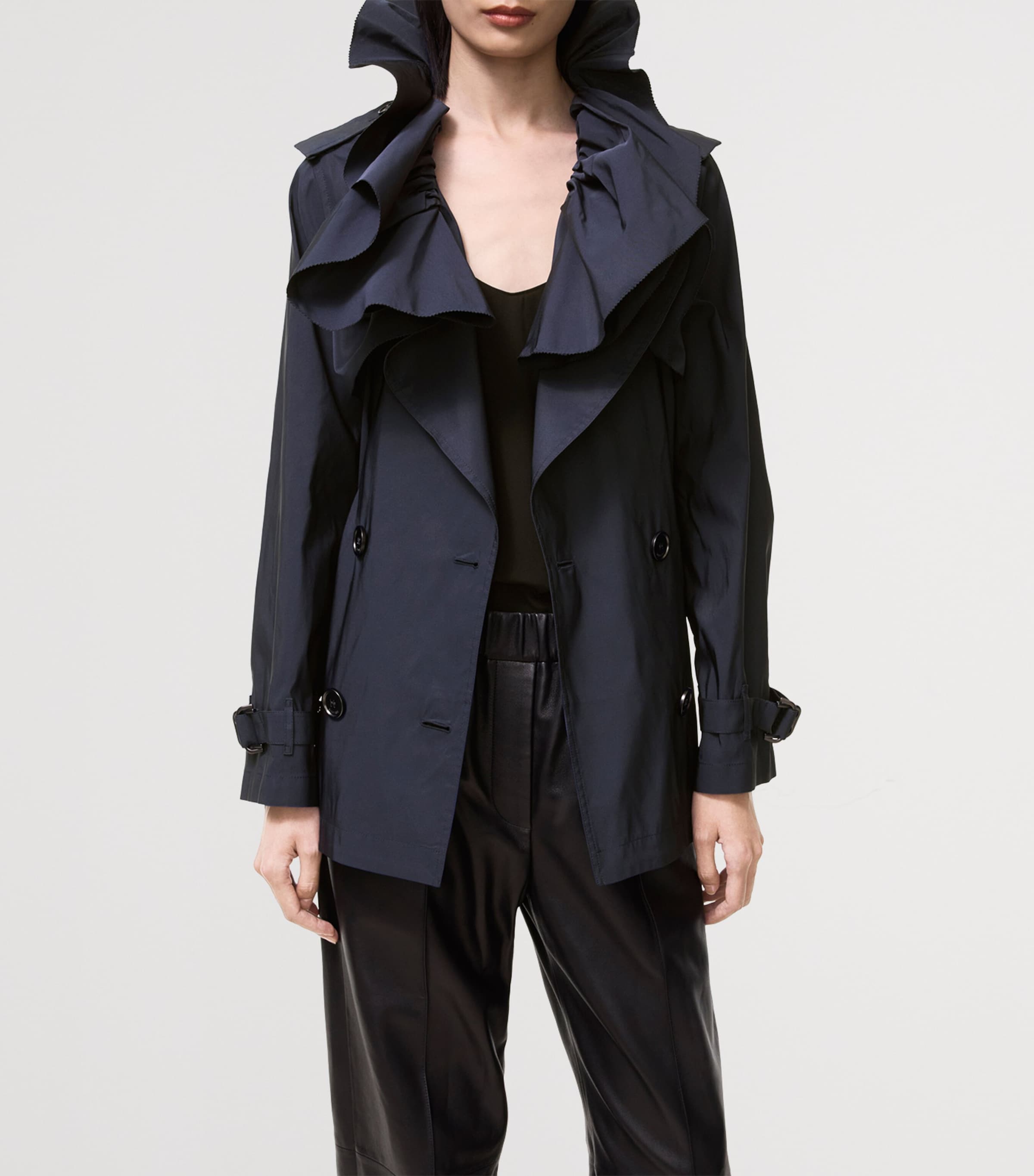 Burberry Womens Faille Clare Trench Coat Dark Ink Blue Image 2