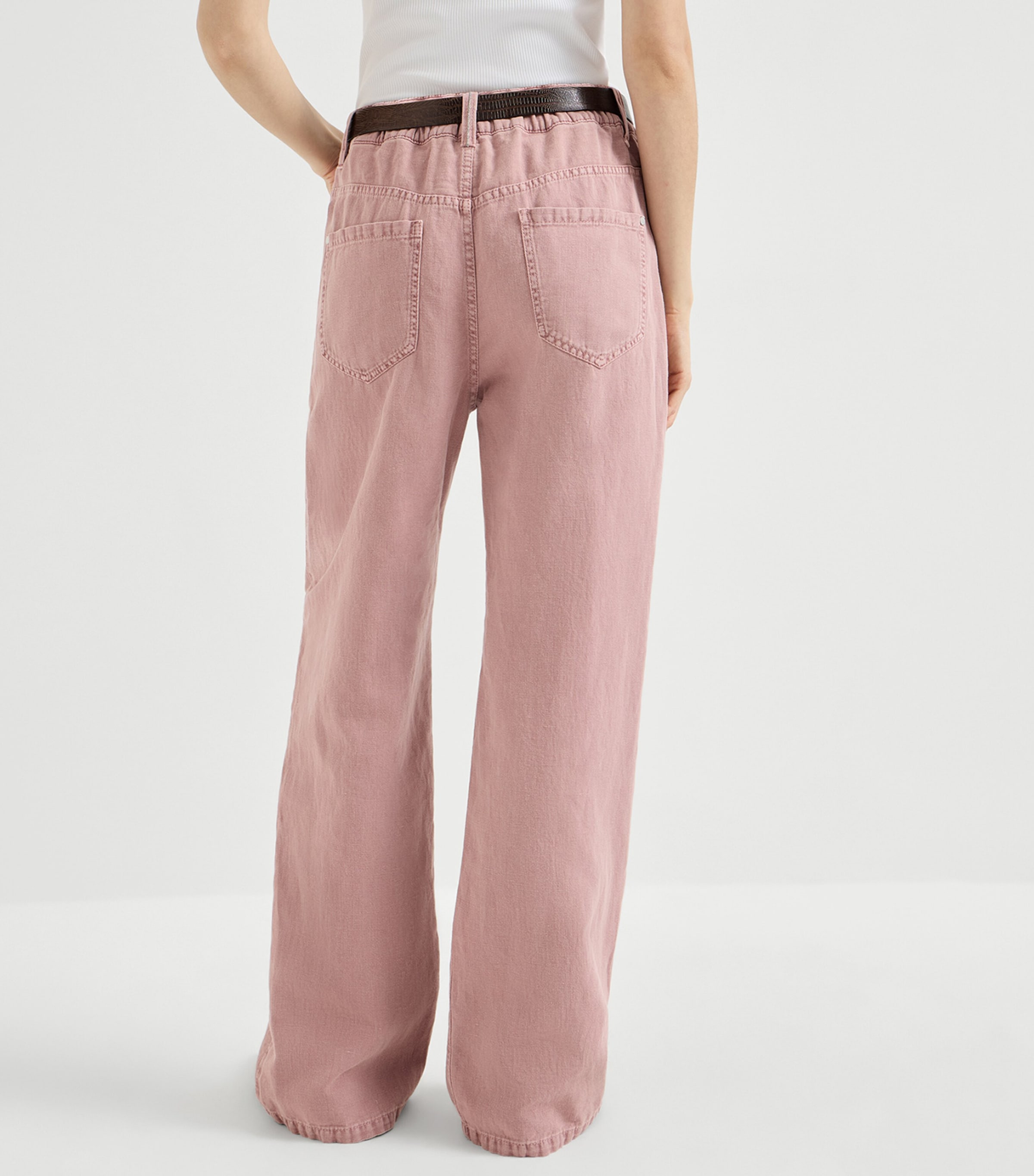 Brunello Cucinelli Womens Cotton-Linen Garment-Dyed Trousers Image 5