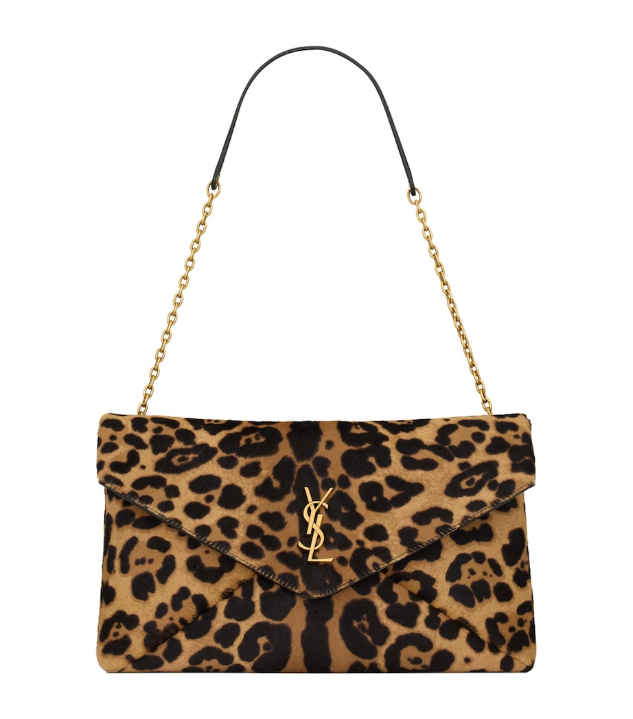 Saint Laurent Cassandre Envelope Leopard Chain Wallet Image 1