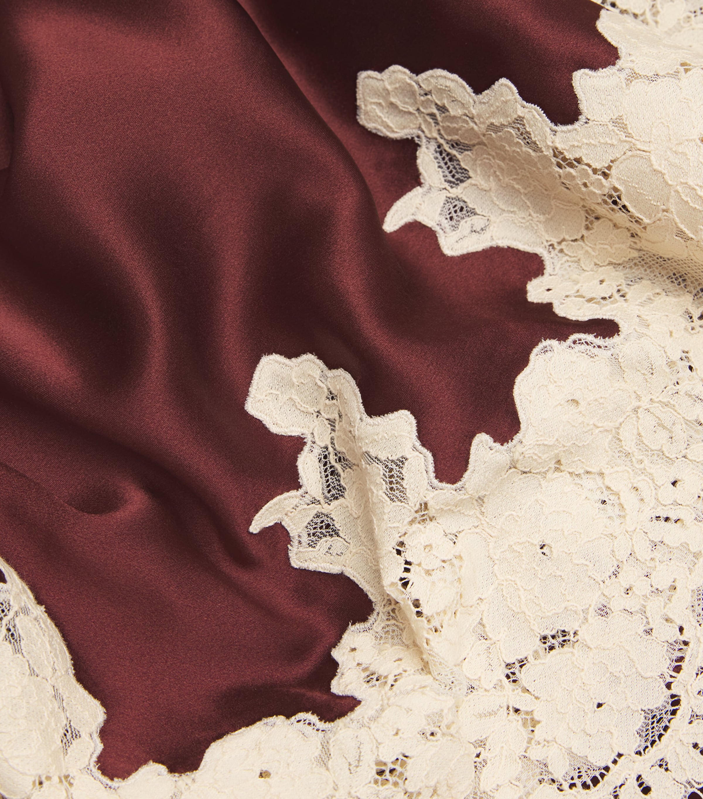 Silk Lace-Trim Elowen Midi Skirt CAFÉ Image 5