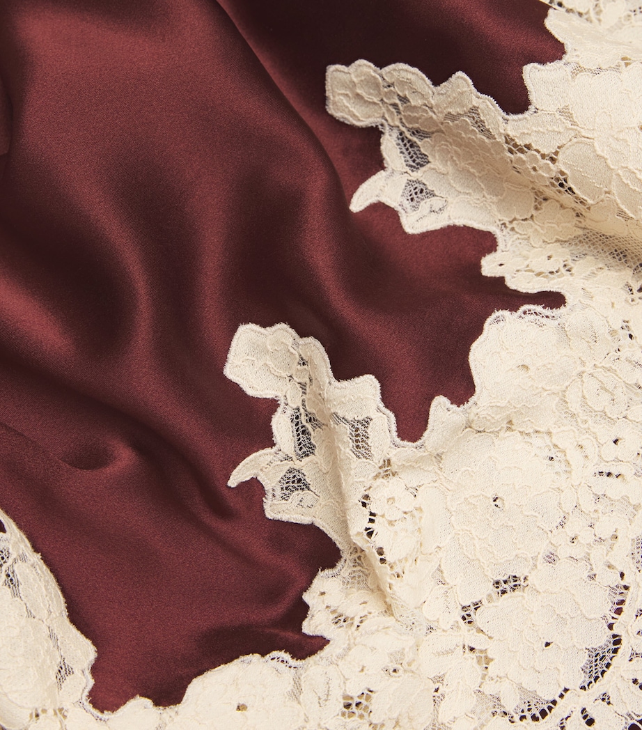 Silk Lace-Trim Elowen Midi Skirt CAFÉ Image 5