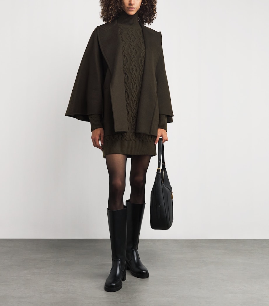 Wool-Cashmere Cable-Knit Mini Dress MOSS GREEN Image 2