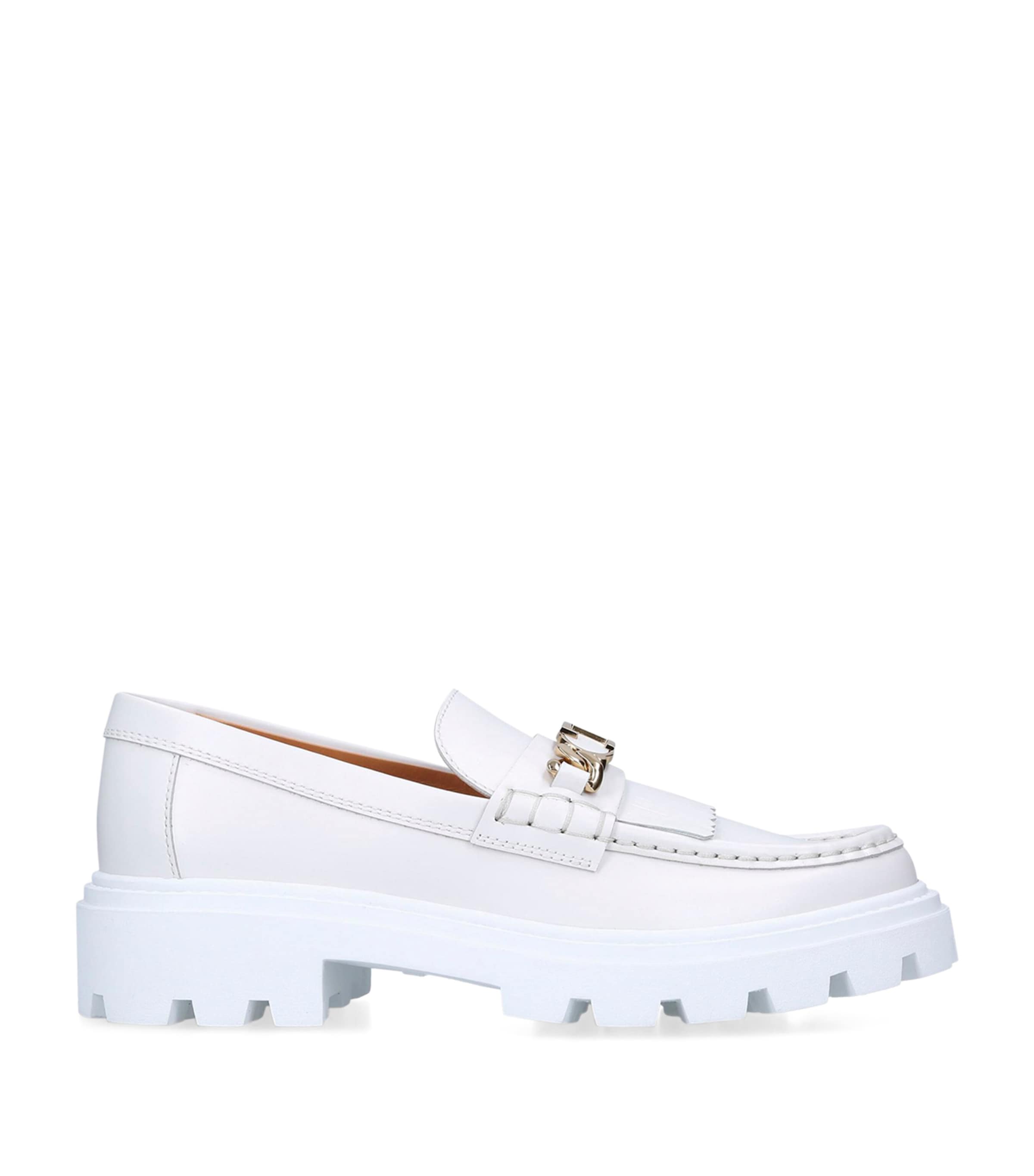 Leather Gomma Frangia Loafers WHITE Image 3