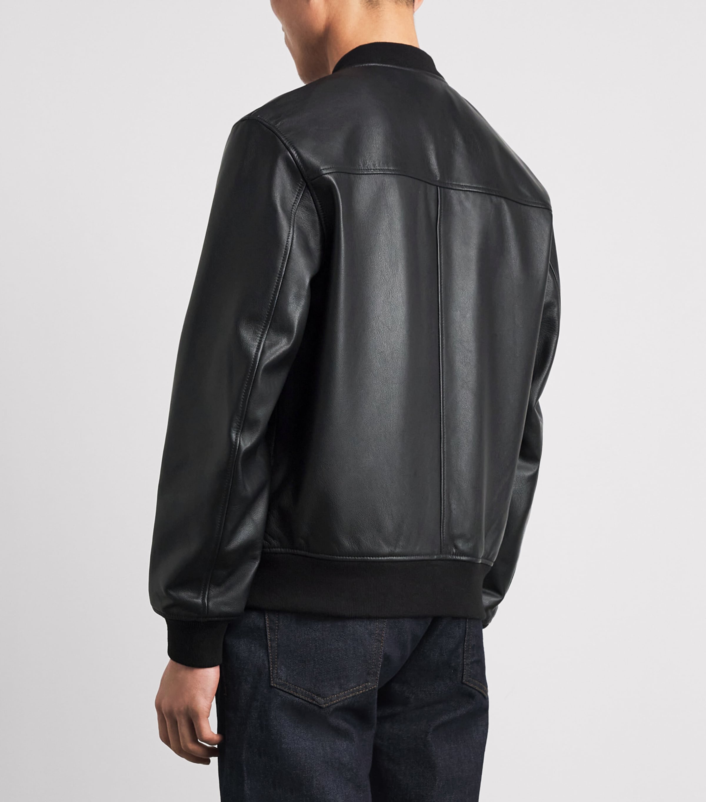 Sandro Paris Mens Leather Bomber Jacket Black Image 5