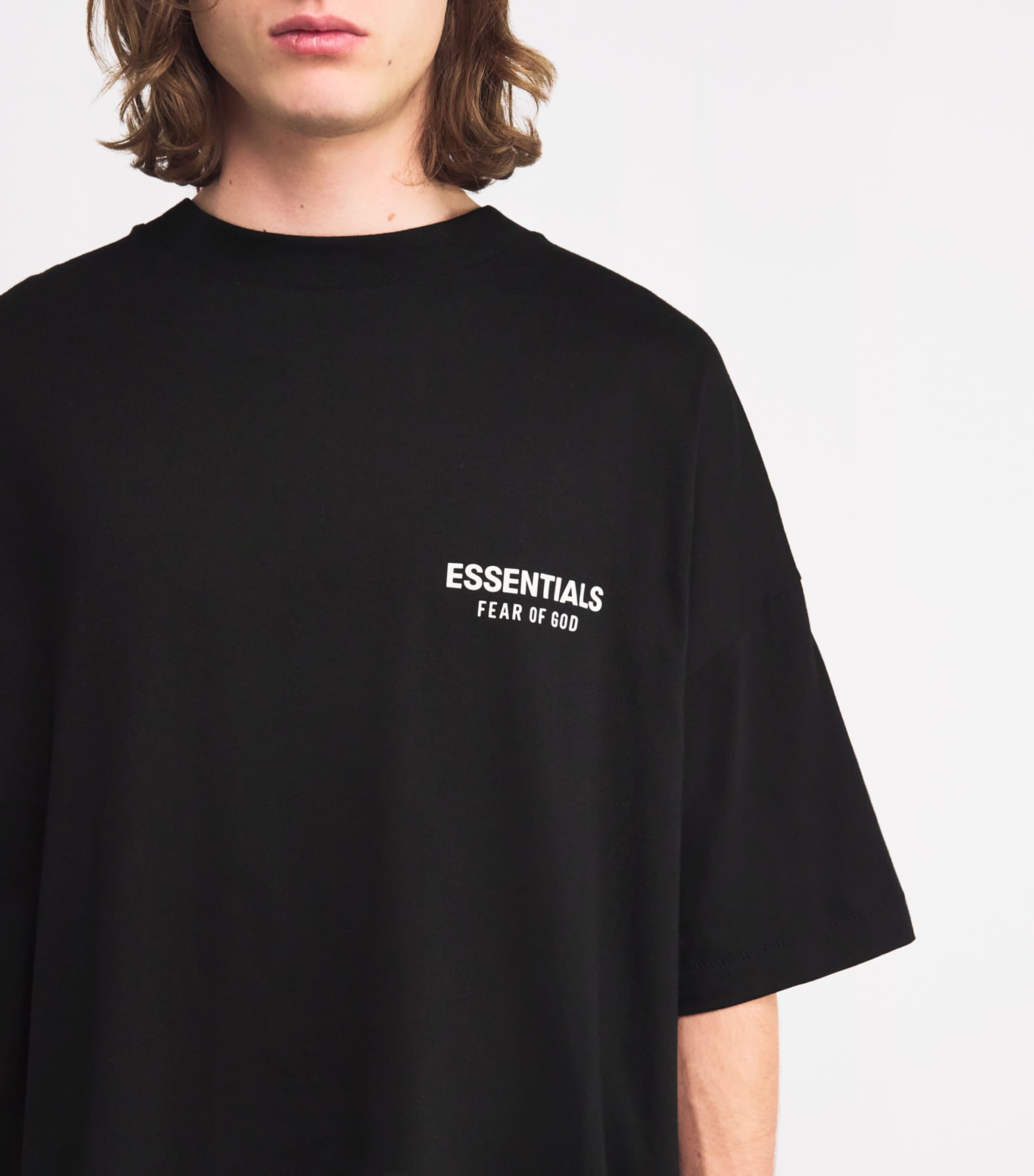 FEAR OF GOD ESSENTIALS Black Cotton Logo T-Shirt | Harrods US