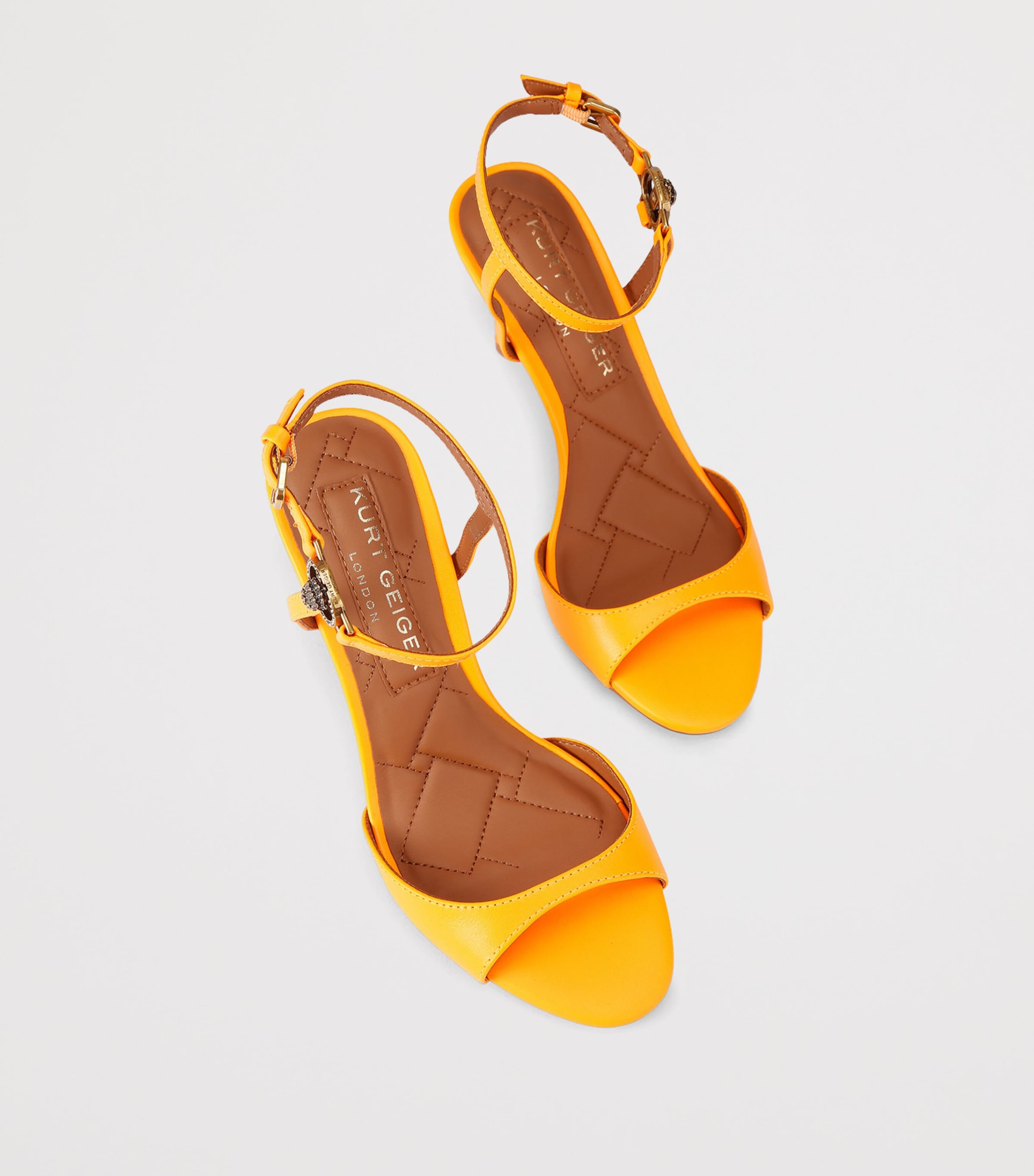 Kurt Geiger London Leather Chelsea Strap Holder Heeled Sandals Orange Image 3