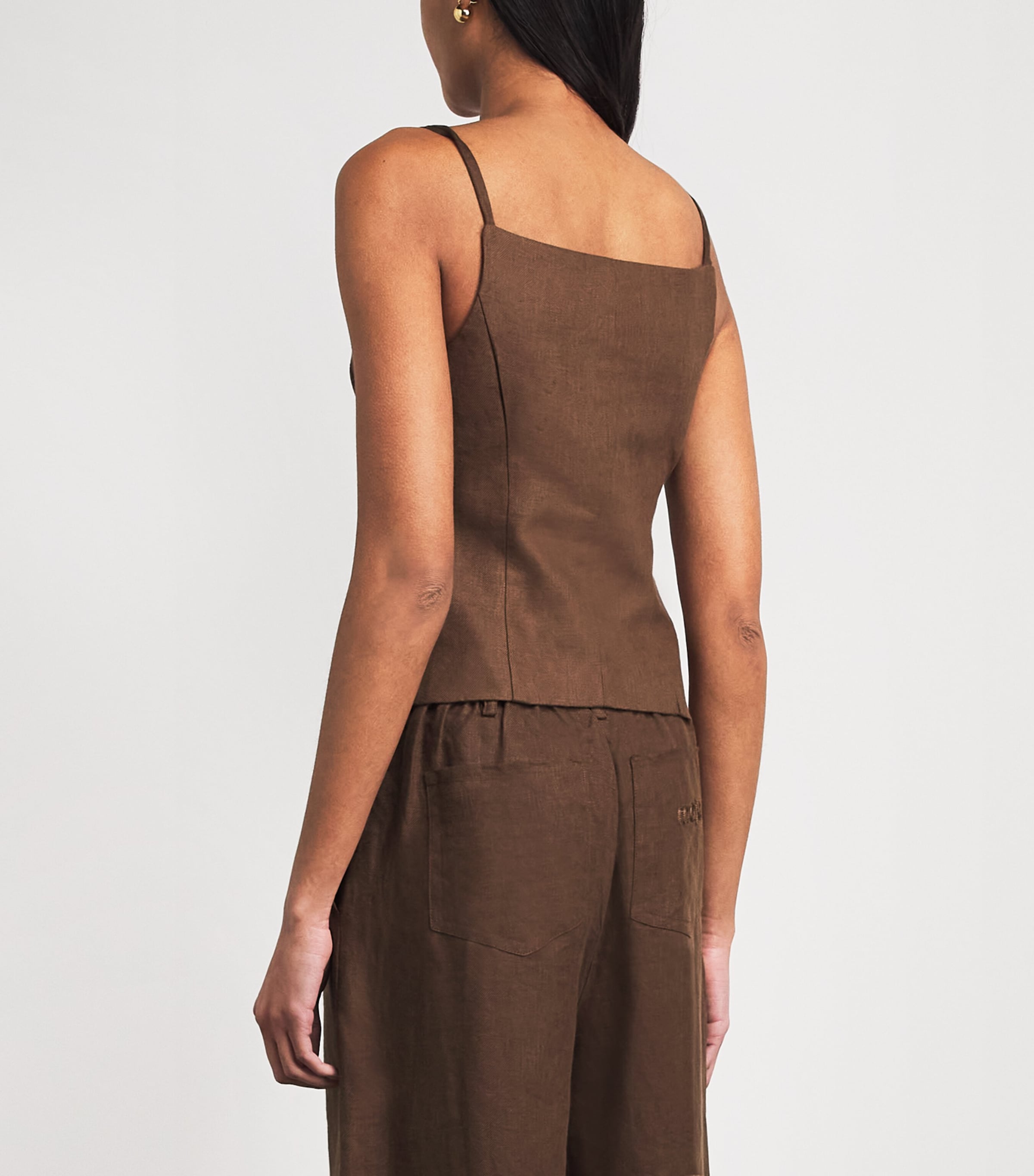 Maje Womens Linen Tank Top Brown Image 5